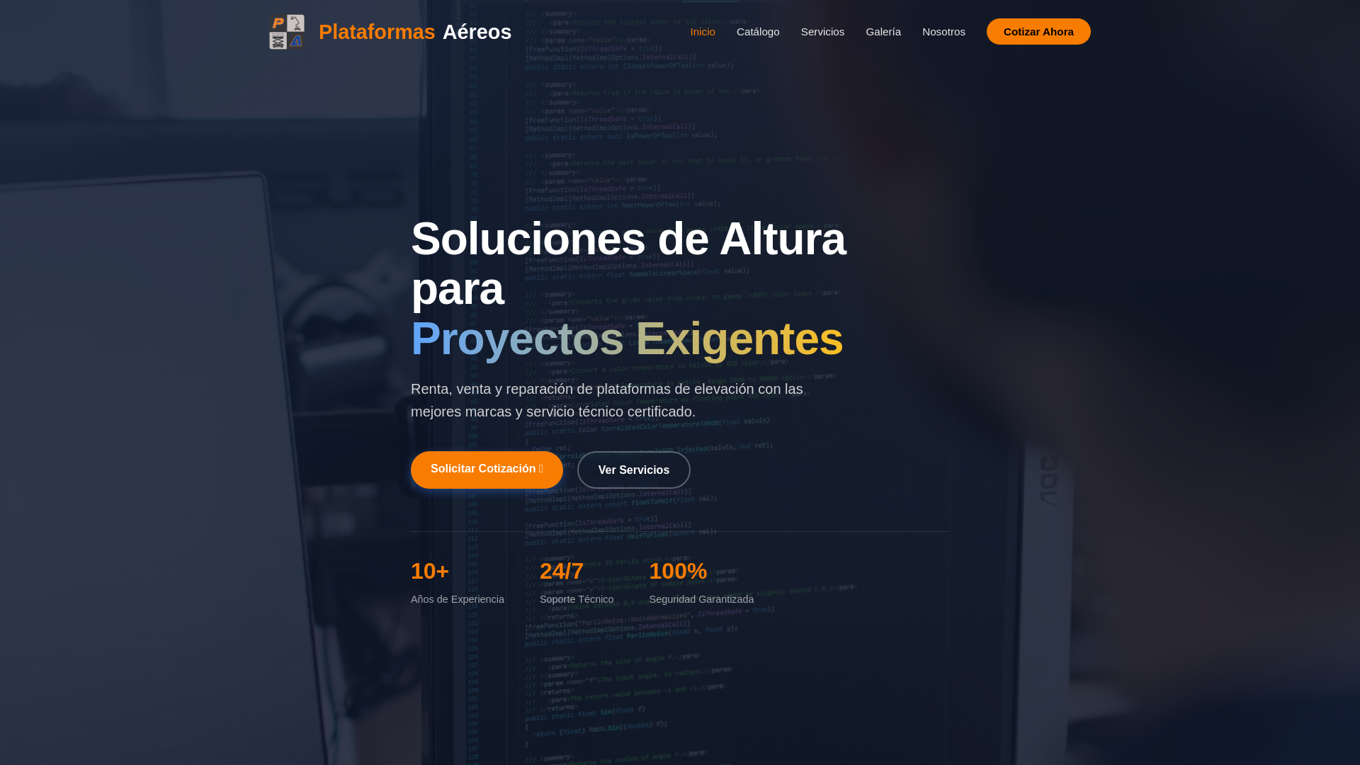 website screenshot of https://plataformasaereos.mx/