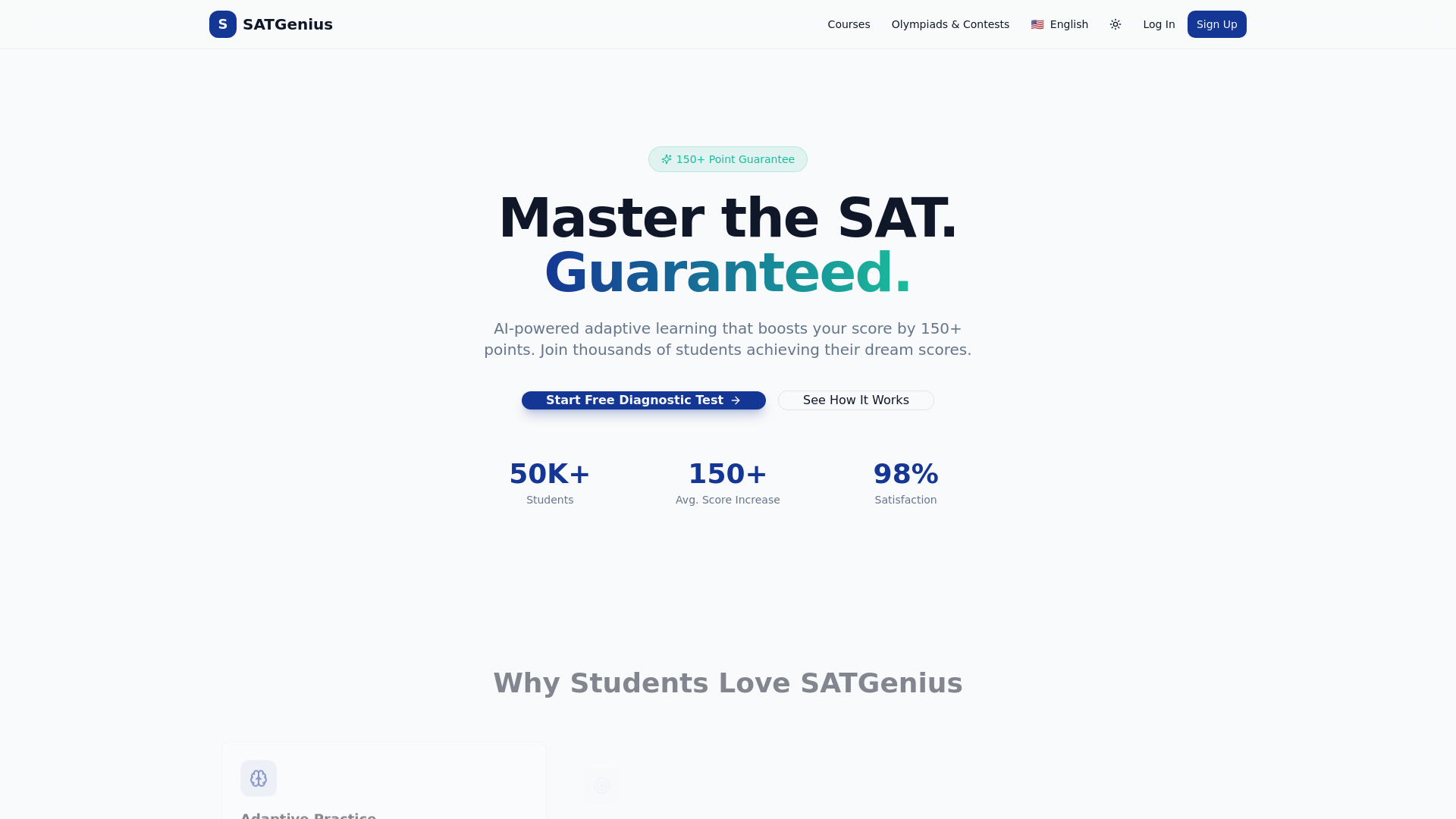 website screenshot of https://satgenius.uz/