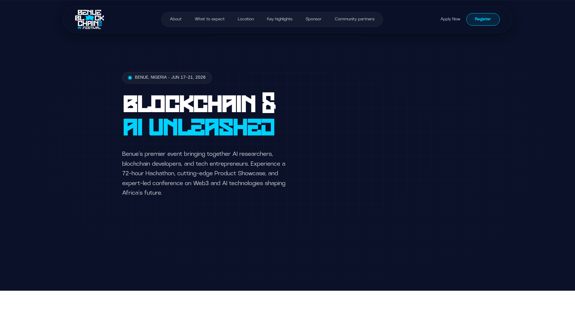 website screenshot of https://benueblockchainfest.com/
