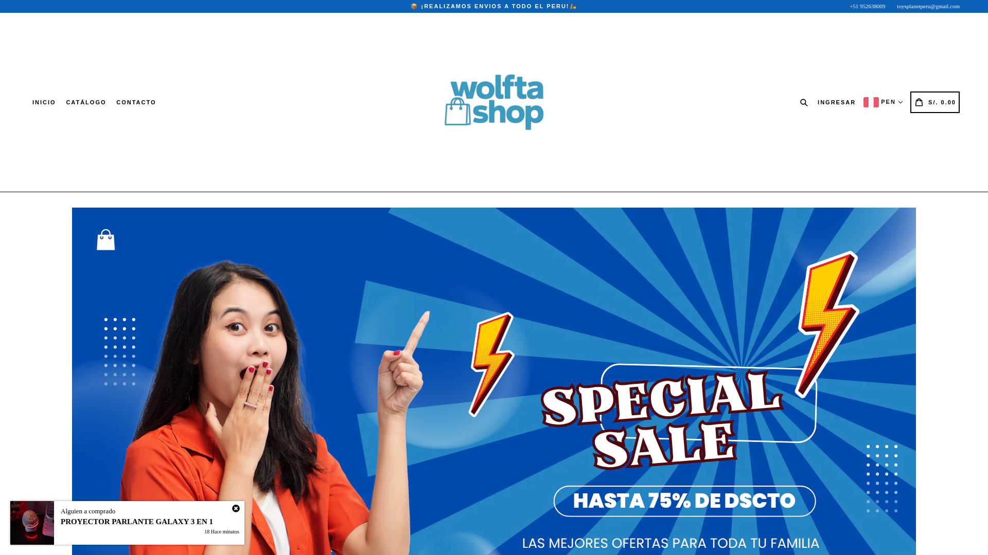 website screenshot of https://wolftashop.com/