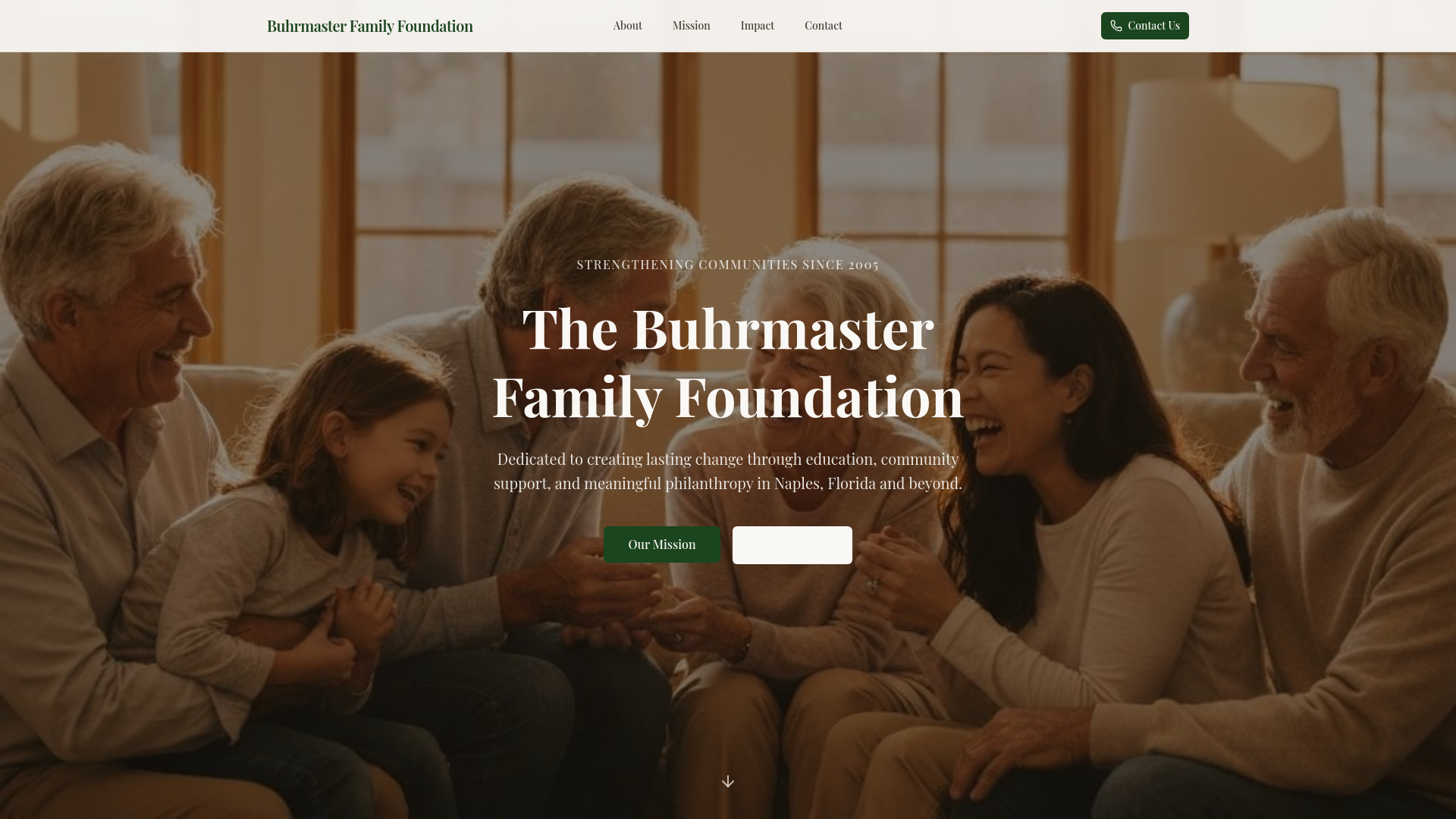 website screenshot of https://thebuhrmasterfamilyfoundationinc.com/