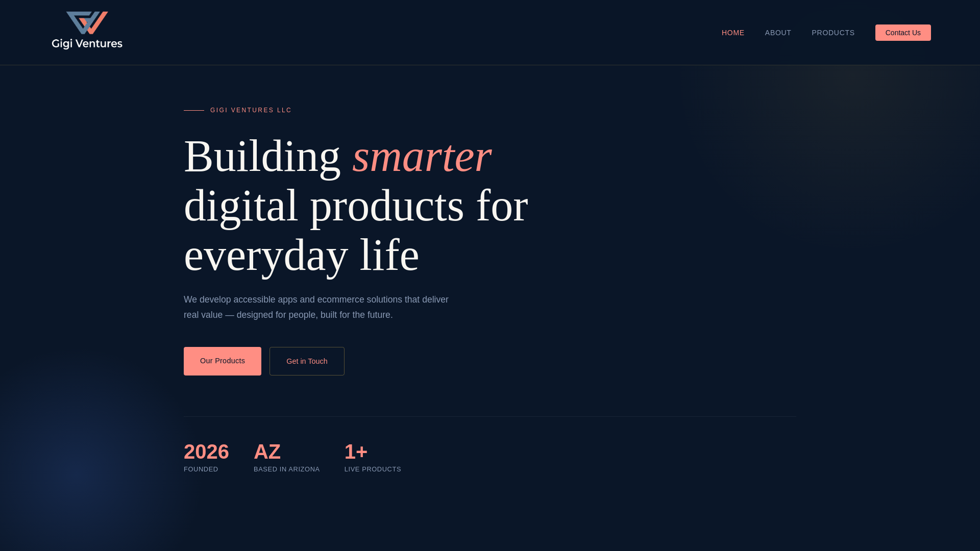 website screenshot of https://gigiventuresllc.com/