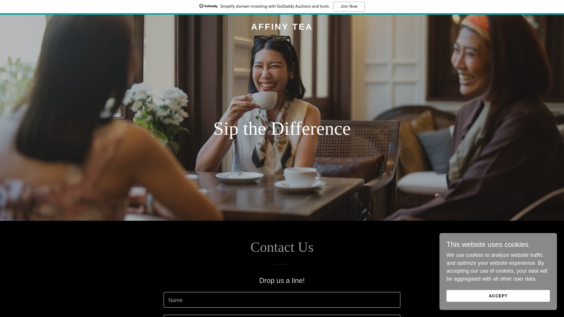website screenshot of https://affinytea.ca/