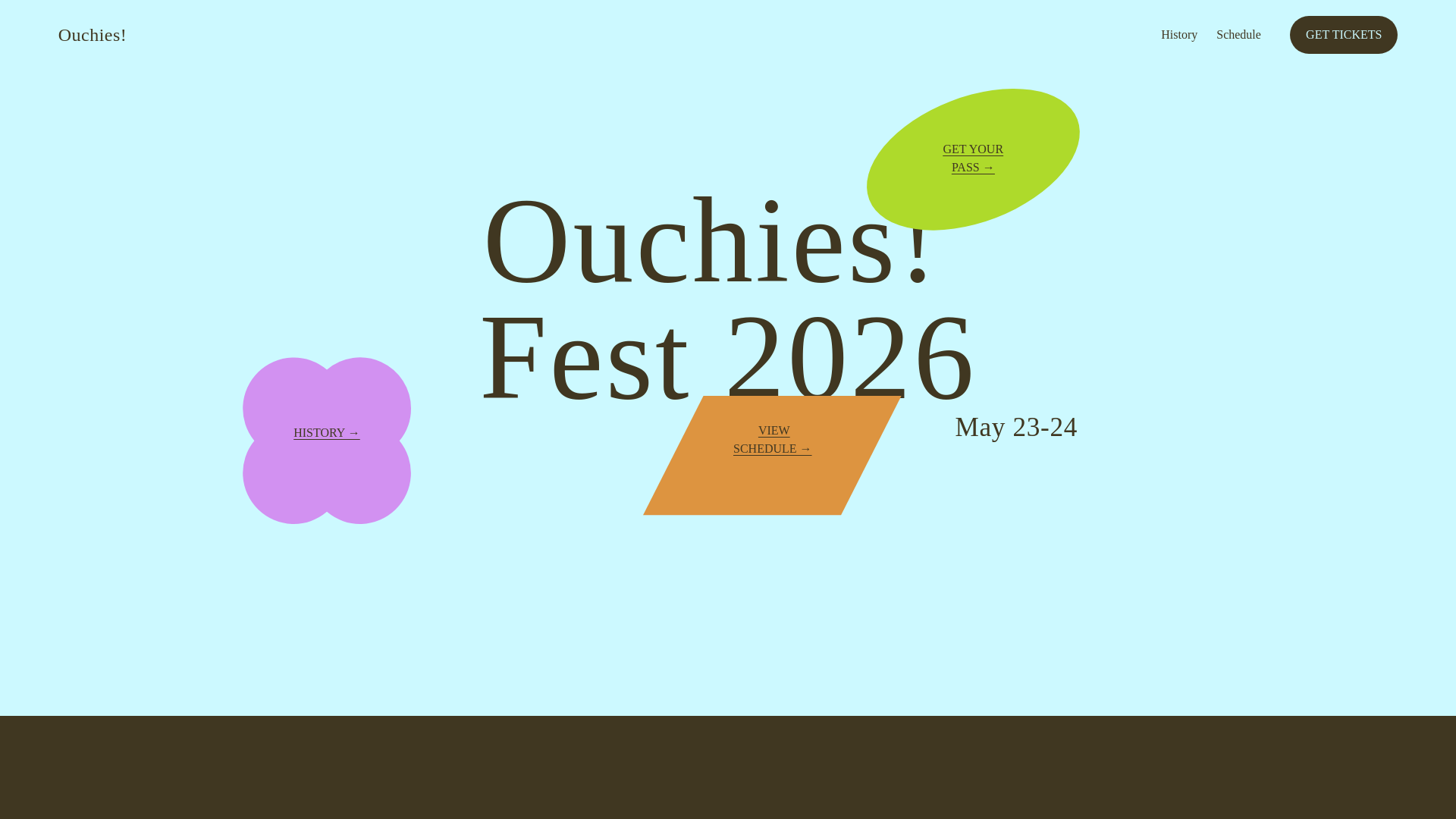 website screenshot of https://ouchiesfest.com