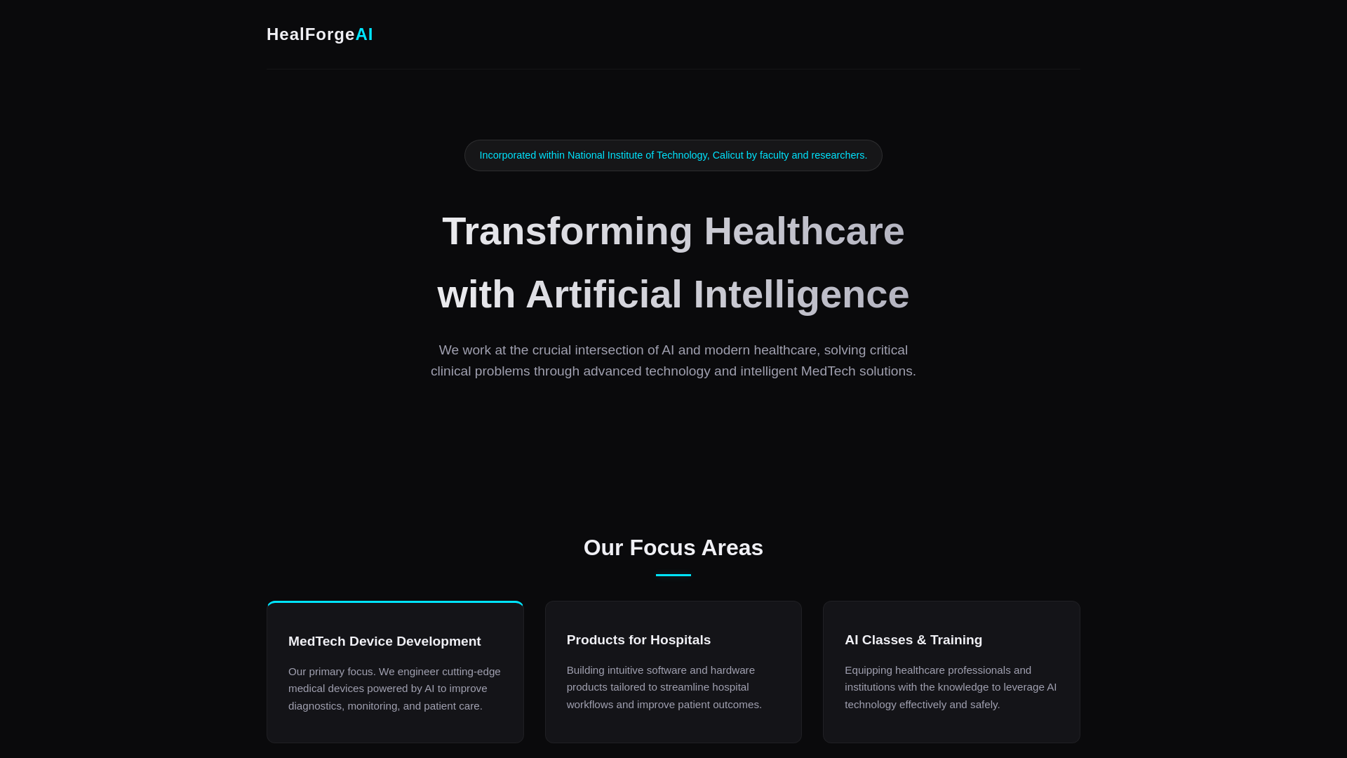 website screenshot of https://healforge.in/