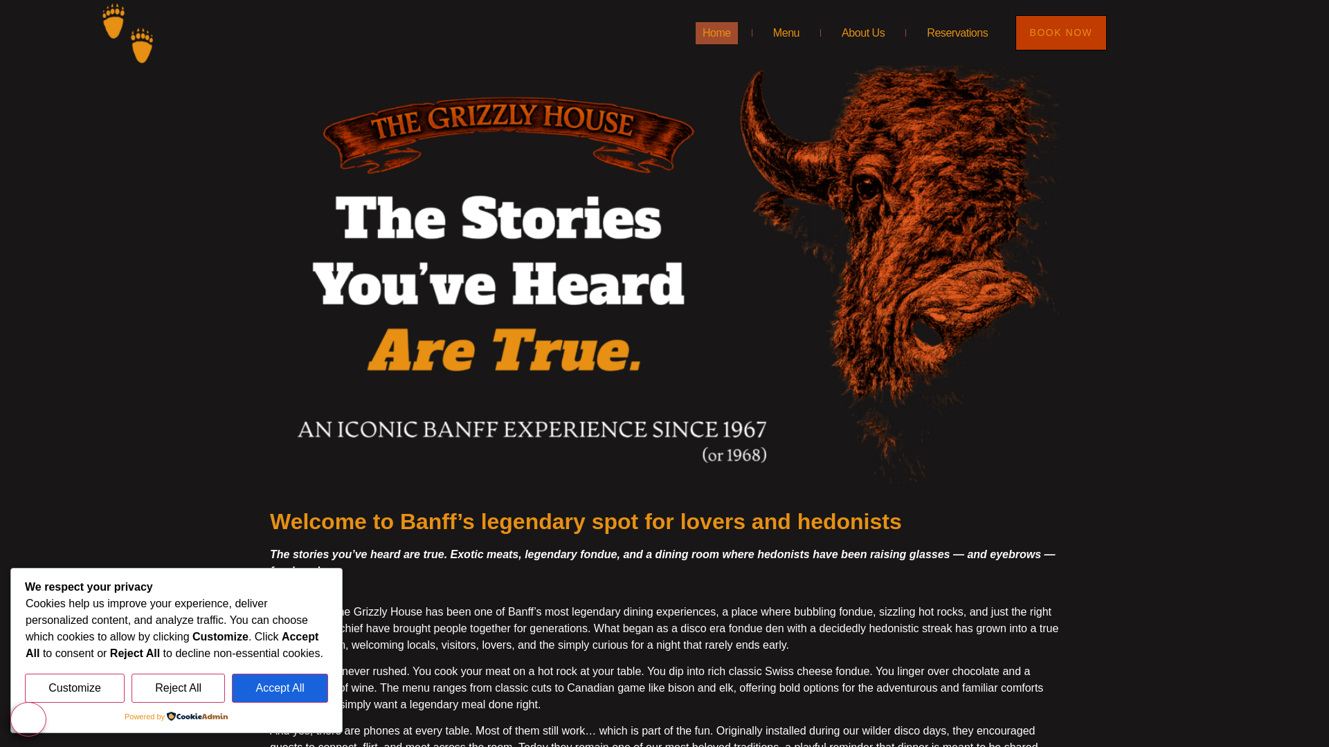 website screenshot of https://banffgrizzlyhouse.com/