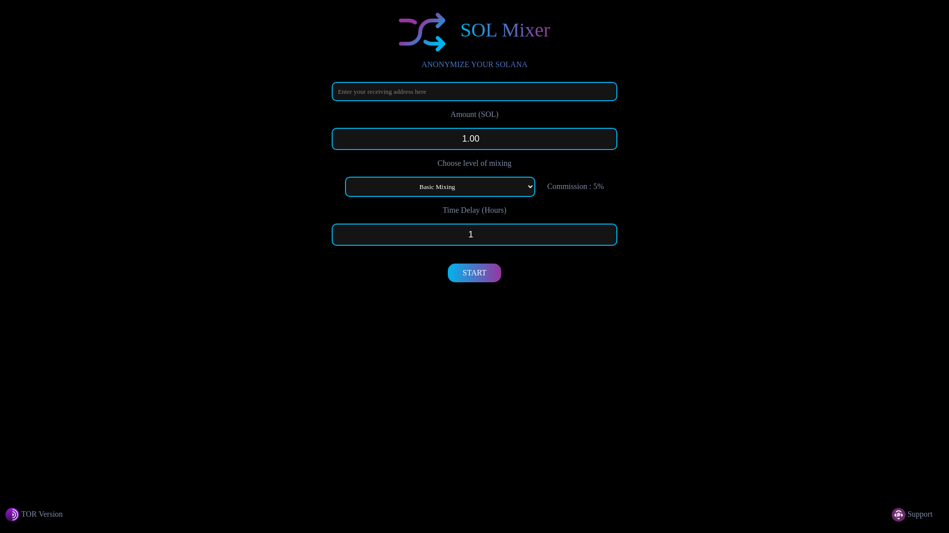 website screenshot of https://solmixer.to/