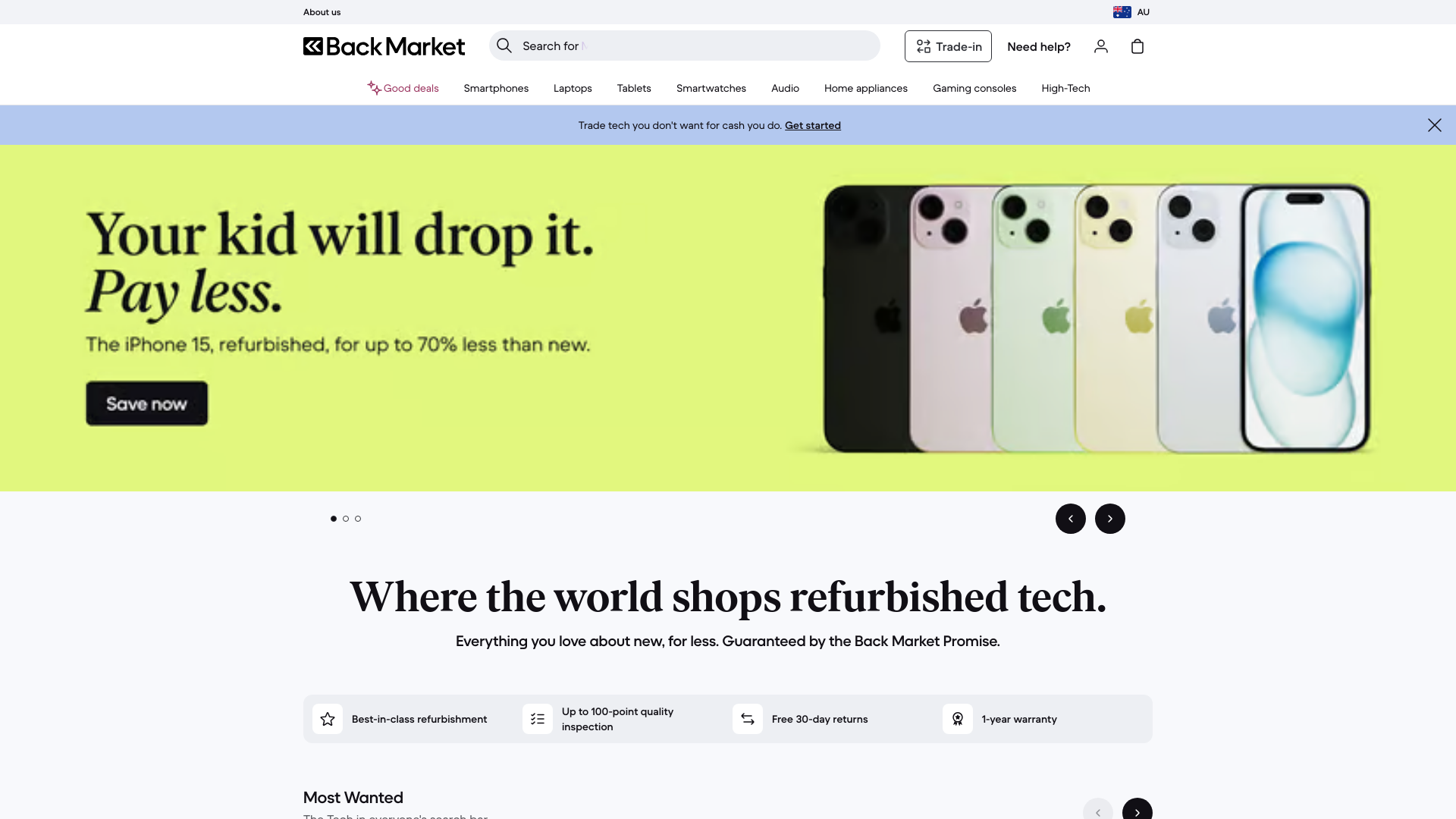 website screenshot of http://www.backmarket.com.au/en-au