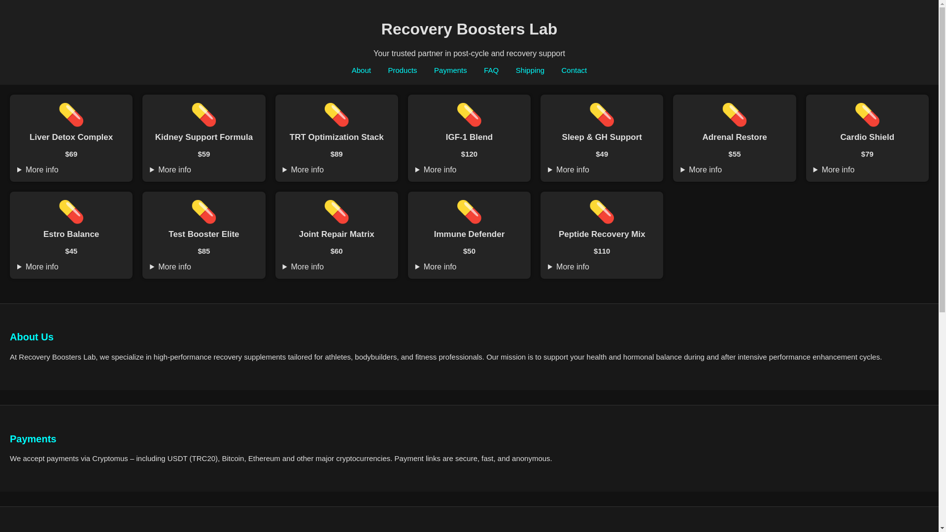 website screenshot of https://recoverylab.cc/