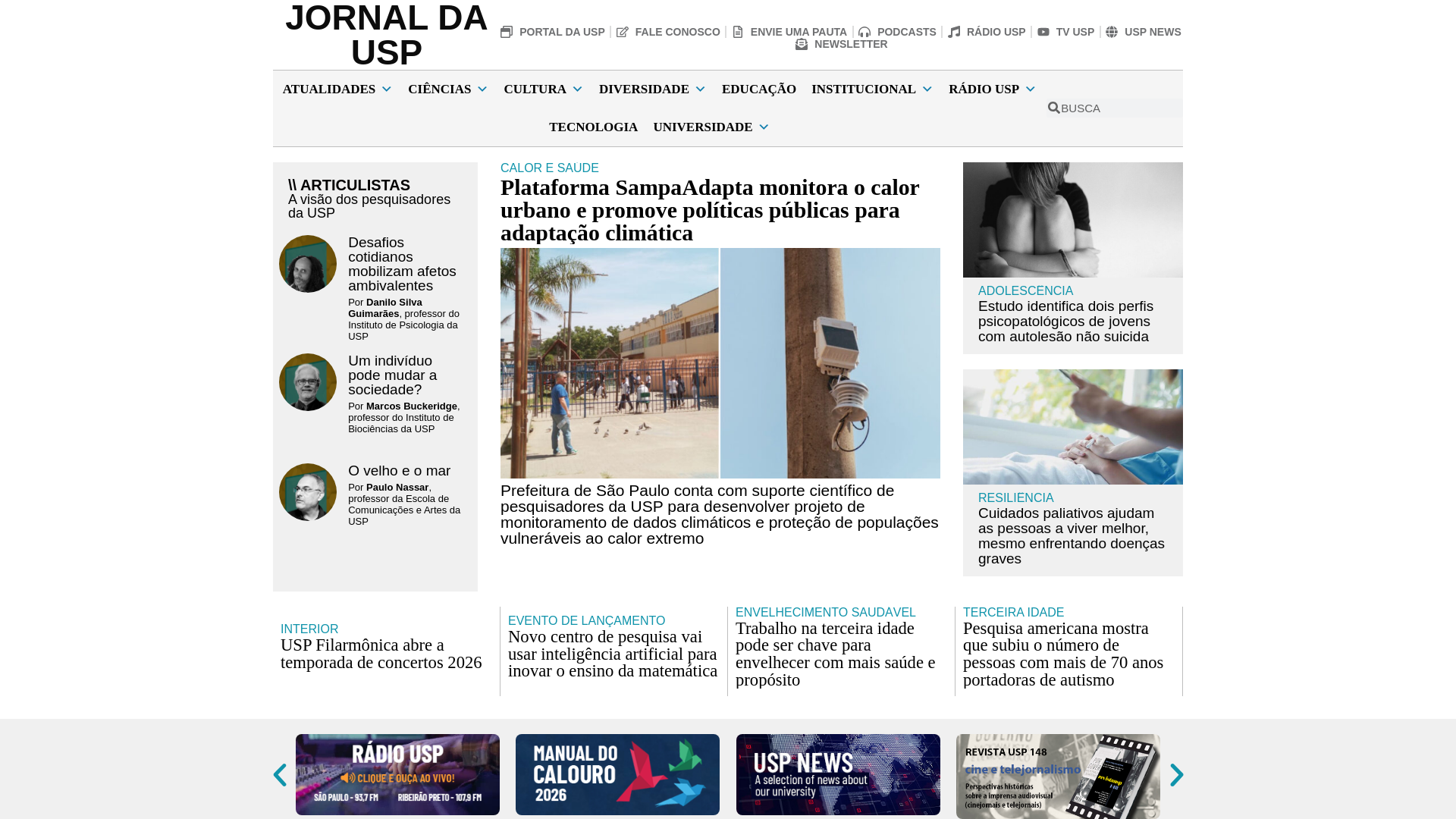 website screenshot of https://jornal.usp.br