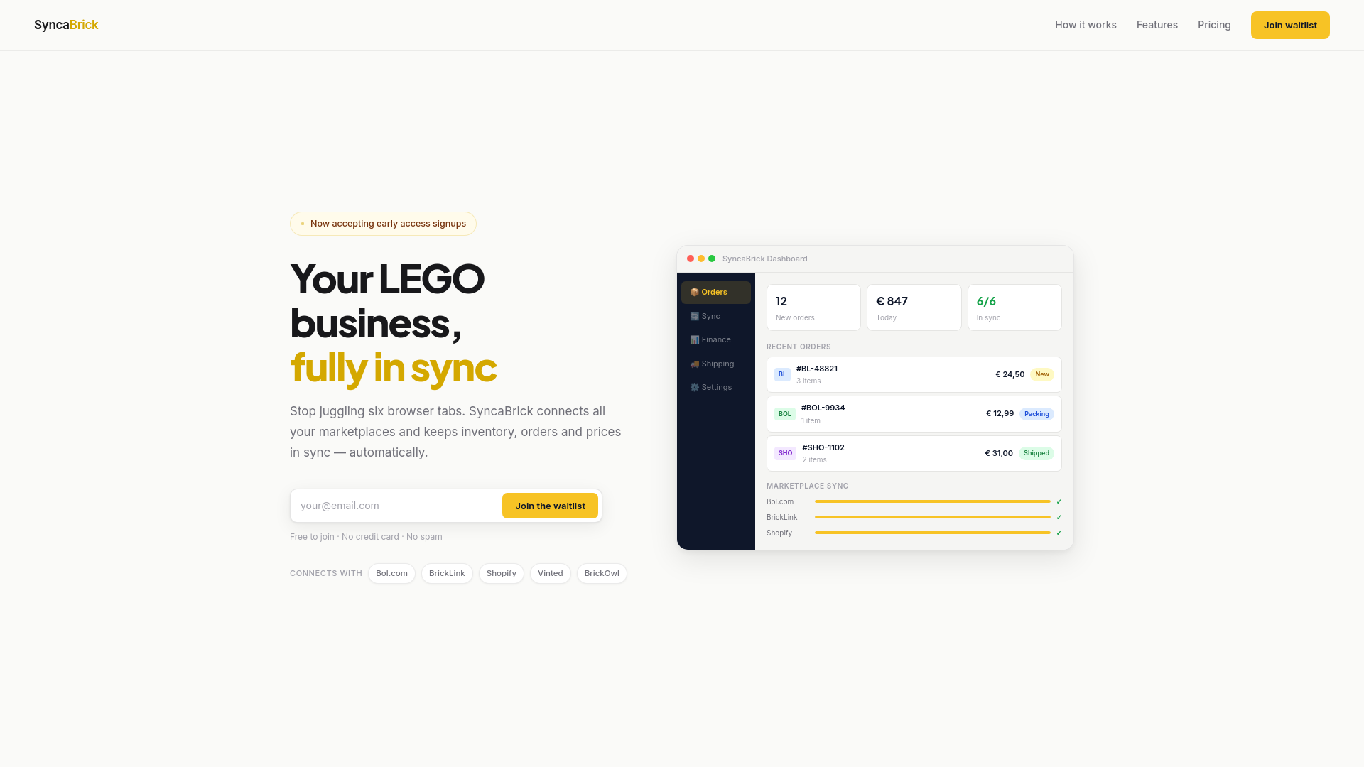 website screenshot of https://syncabrick.com/