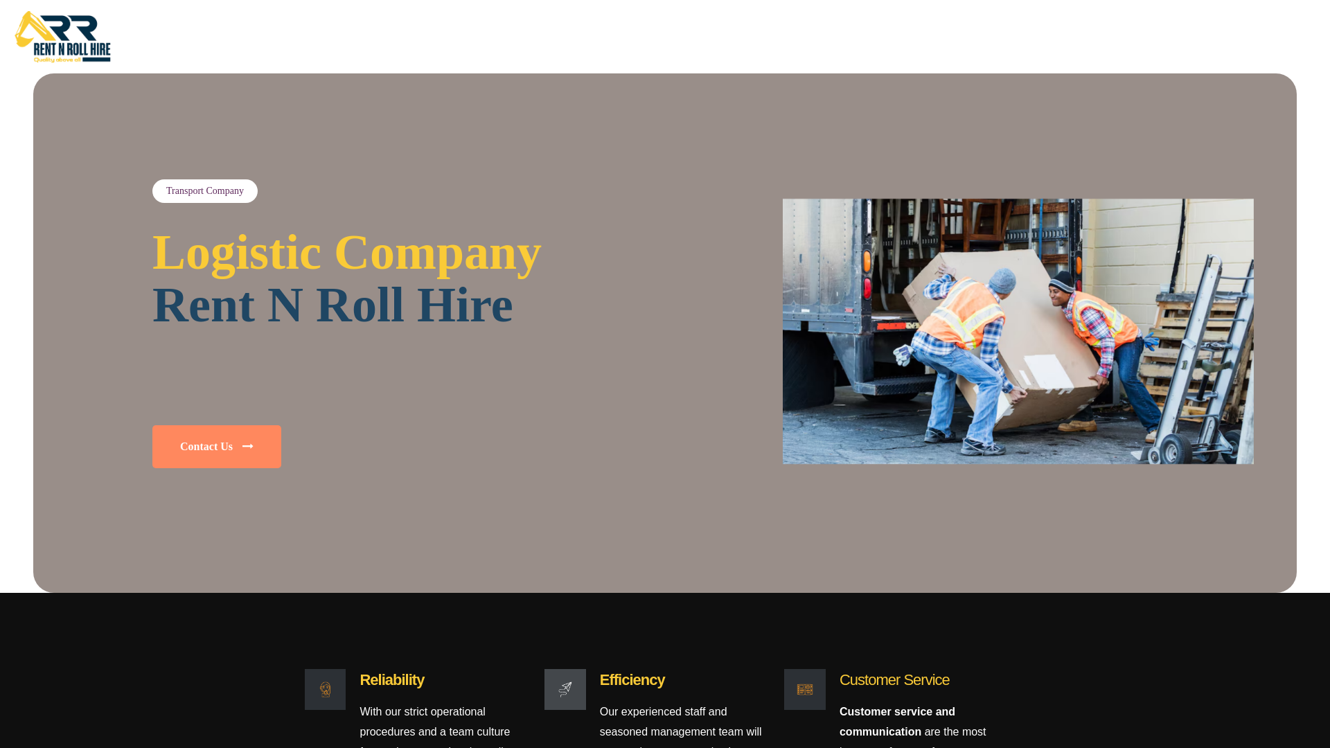 website screenshot of https://rentnrollhire.co.za/