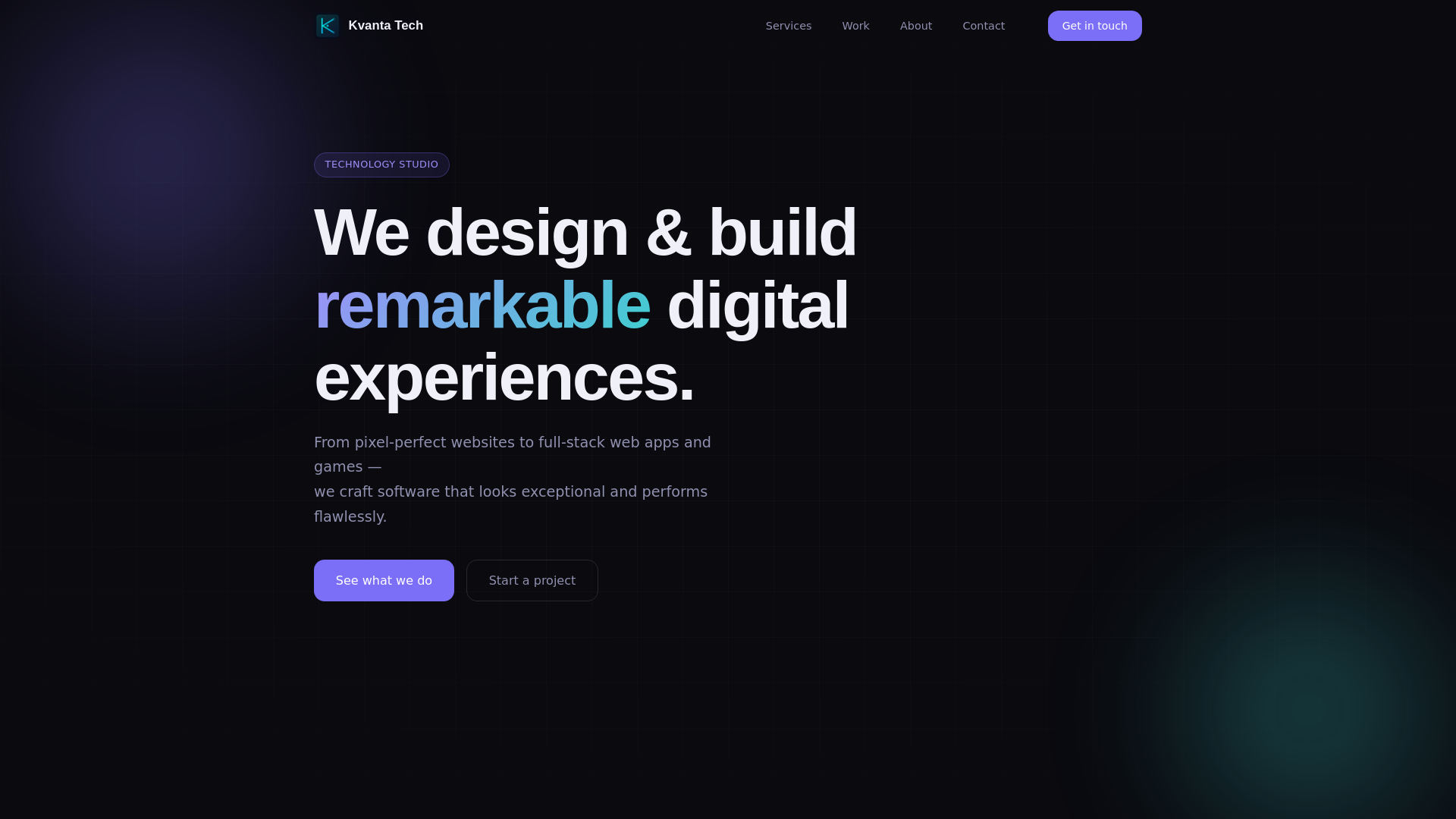 website screenshot of https://kvantatech.com