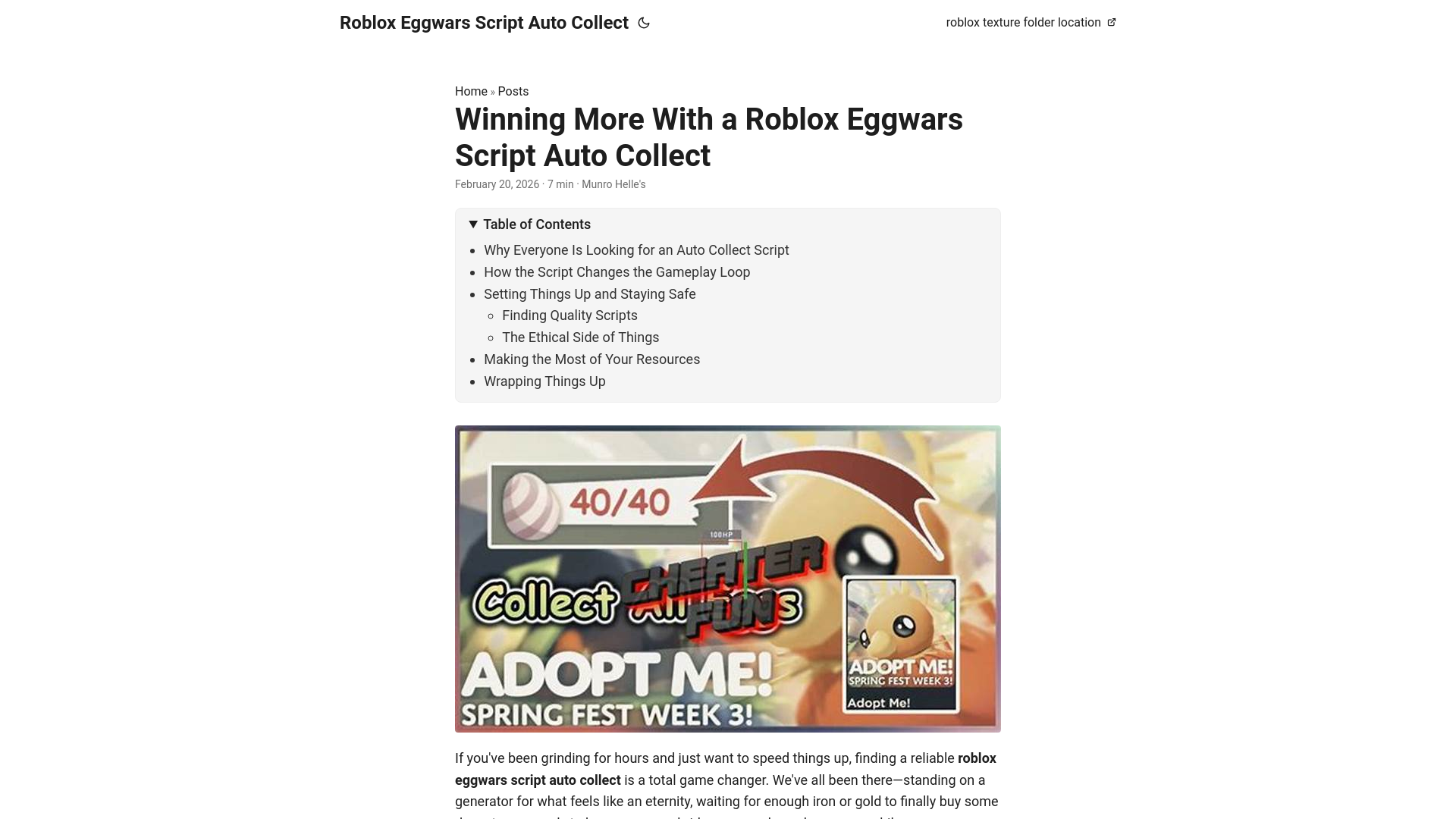 website screenshot of https://roblox-eggwars-script-auto-collect.pages.dev/