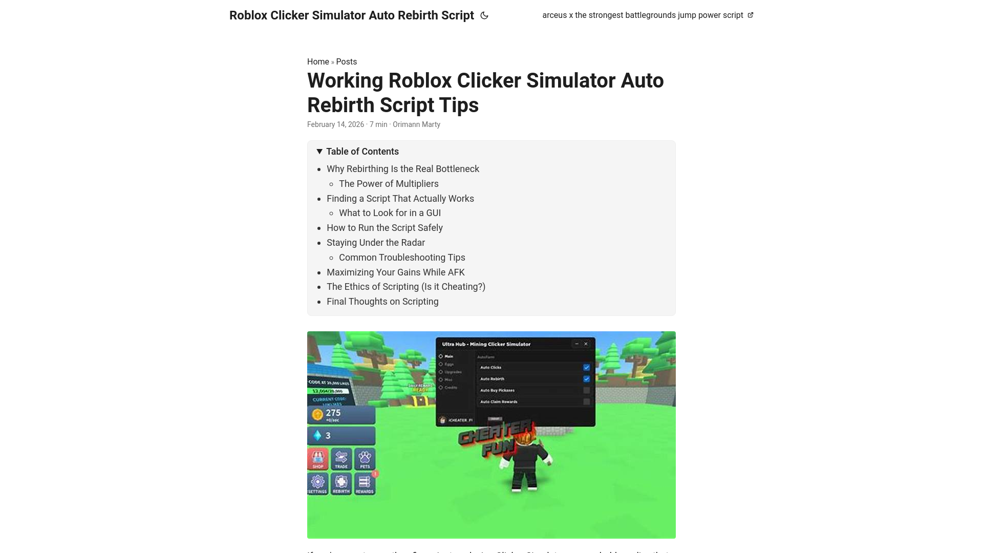 website screenshot of https://roblox-clicker-simulator-auto-rebirth-script.pages.dev/
