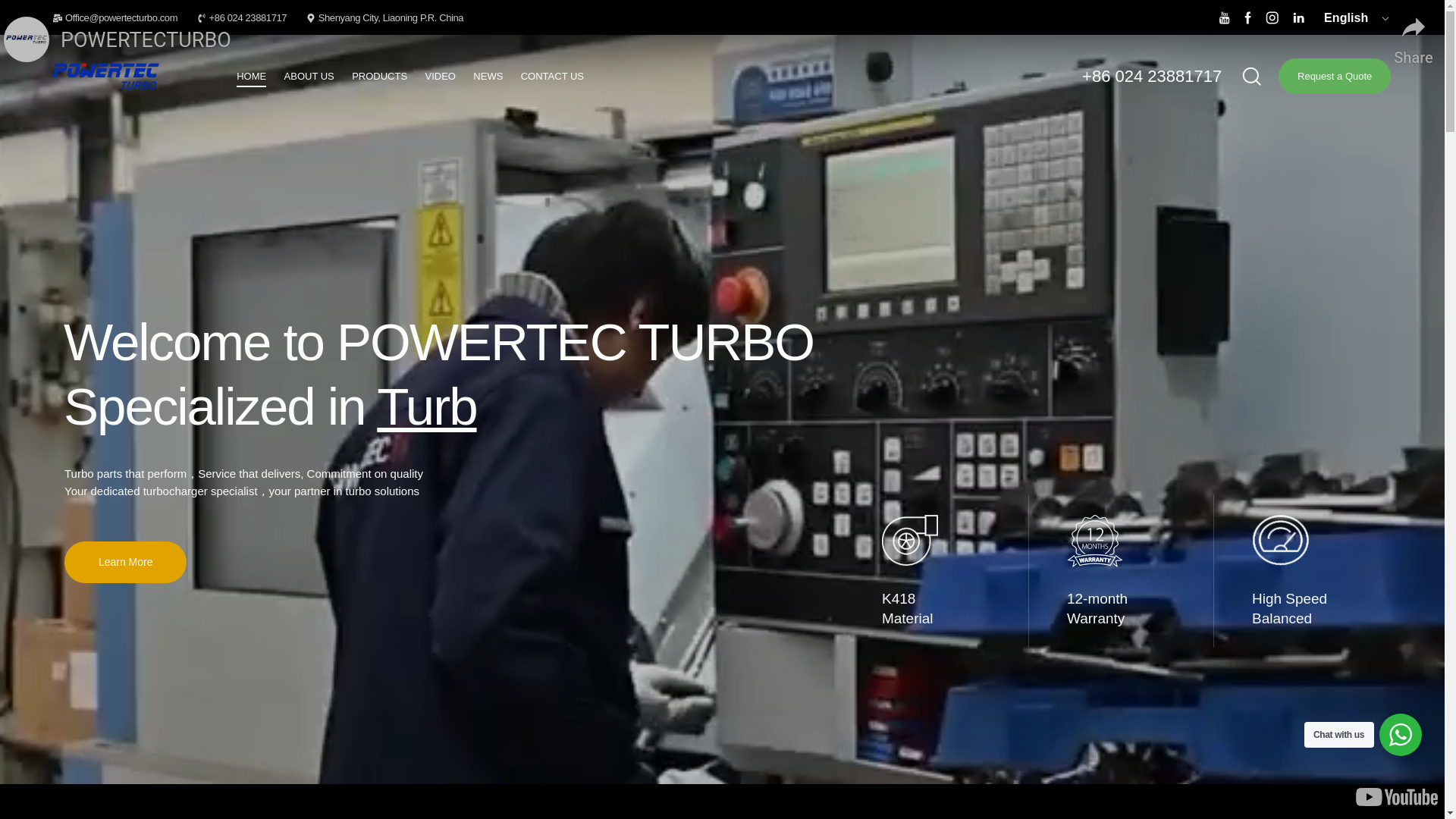 website screenshot of https://powertecturbo.com/