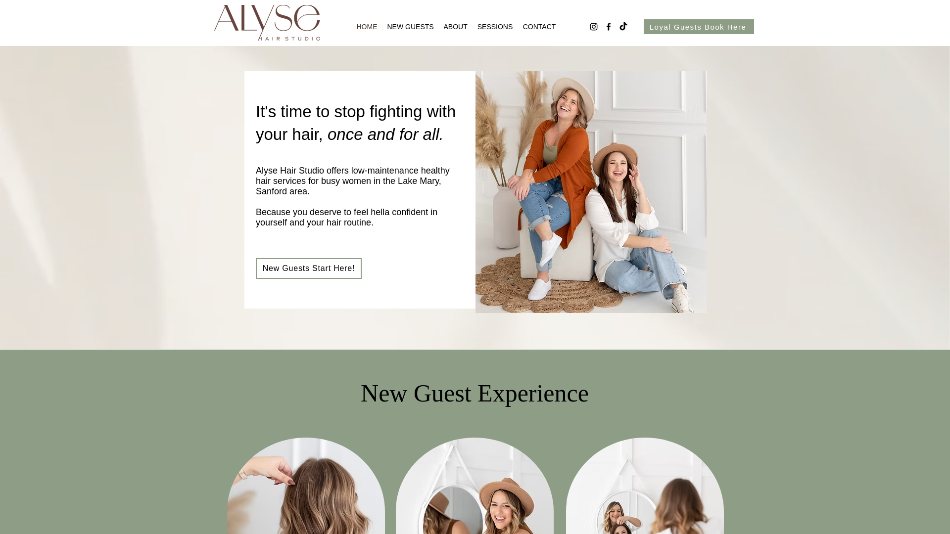 website screenshot of https://alysehairstudio.com