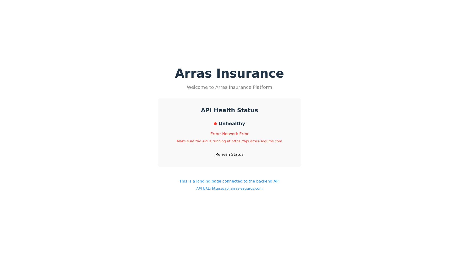 website screenshot of https://arras-seguros.com/