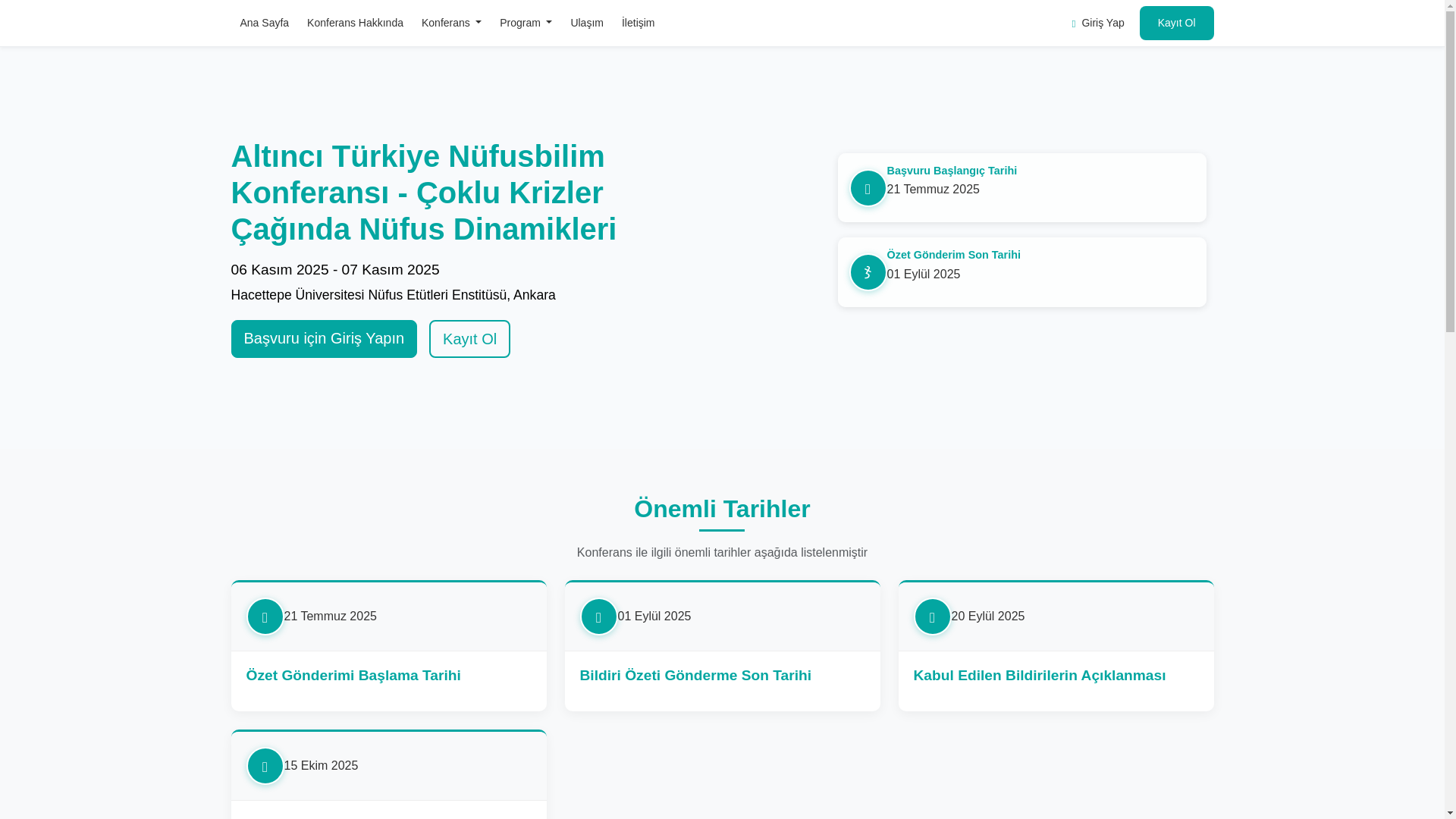 website screenshot of https://nufusbilimkonferansi.com/