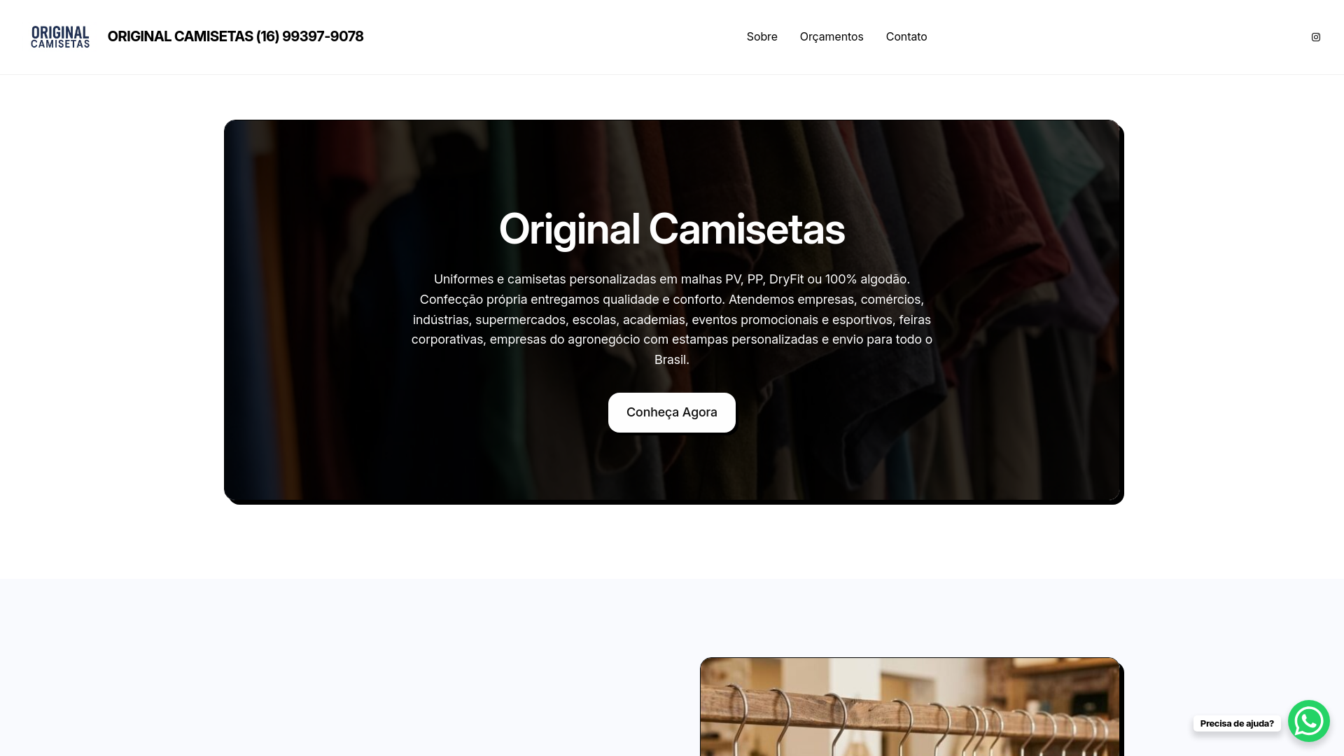 website screenshot of https://originalcamisetas.com.br/