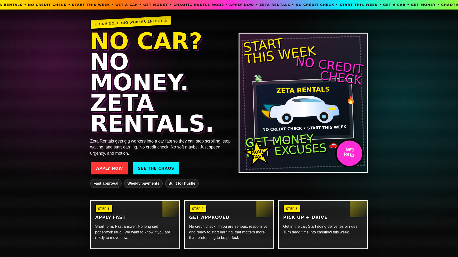 website screenshot of https://zetarentals.com/