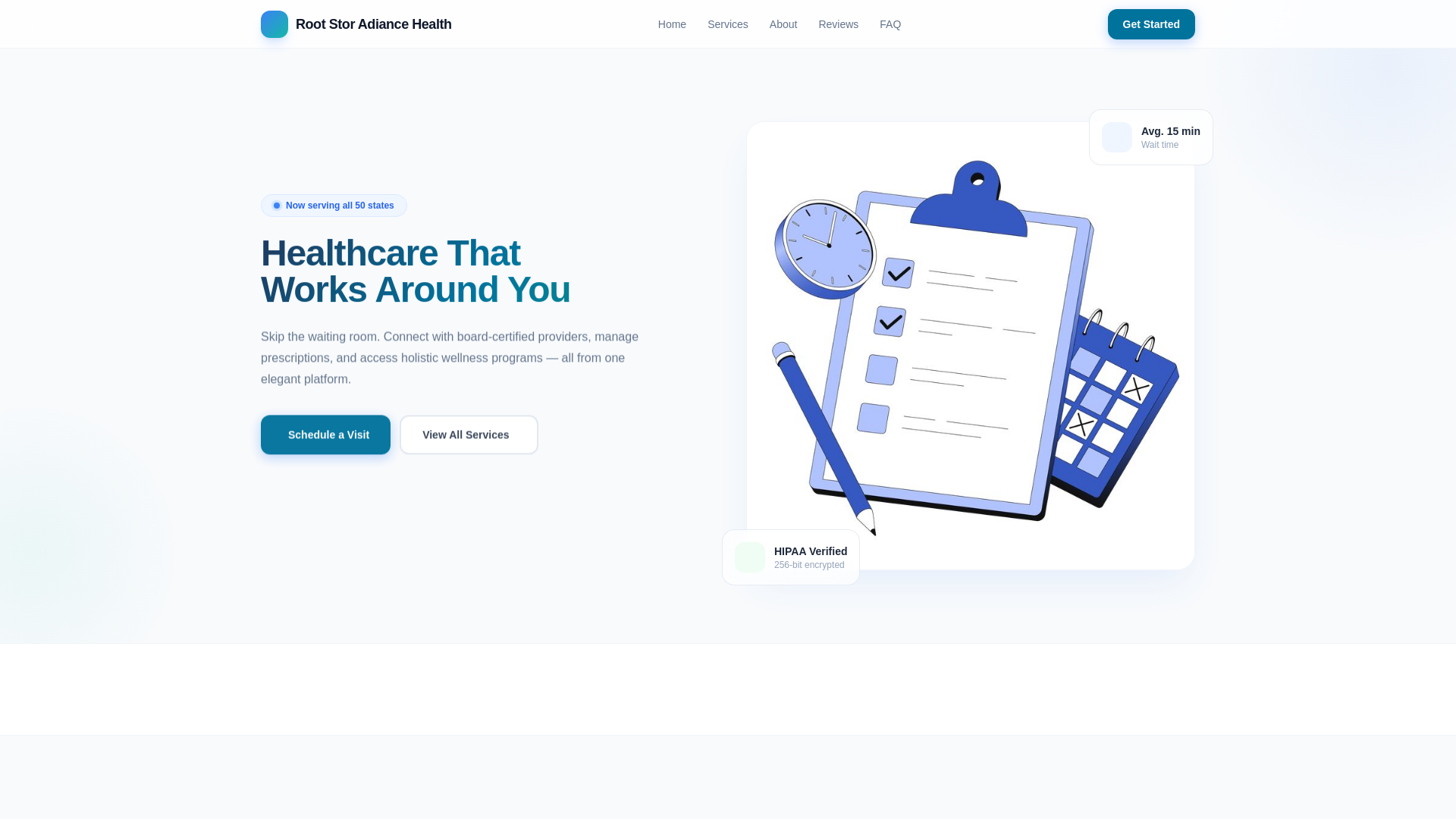 website screenshot of https://rootstoradiancehealth.com