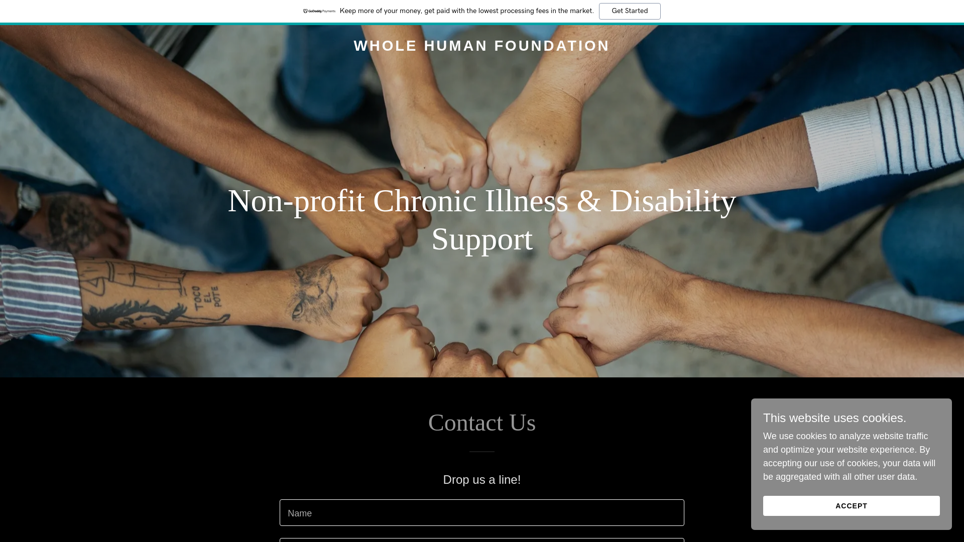 website screenshot of https://wholehuman-foundation.org/