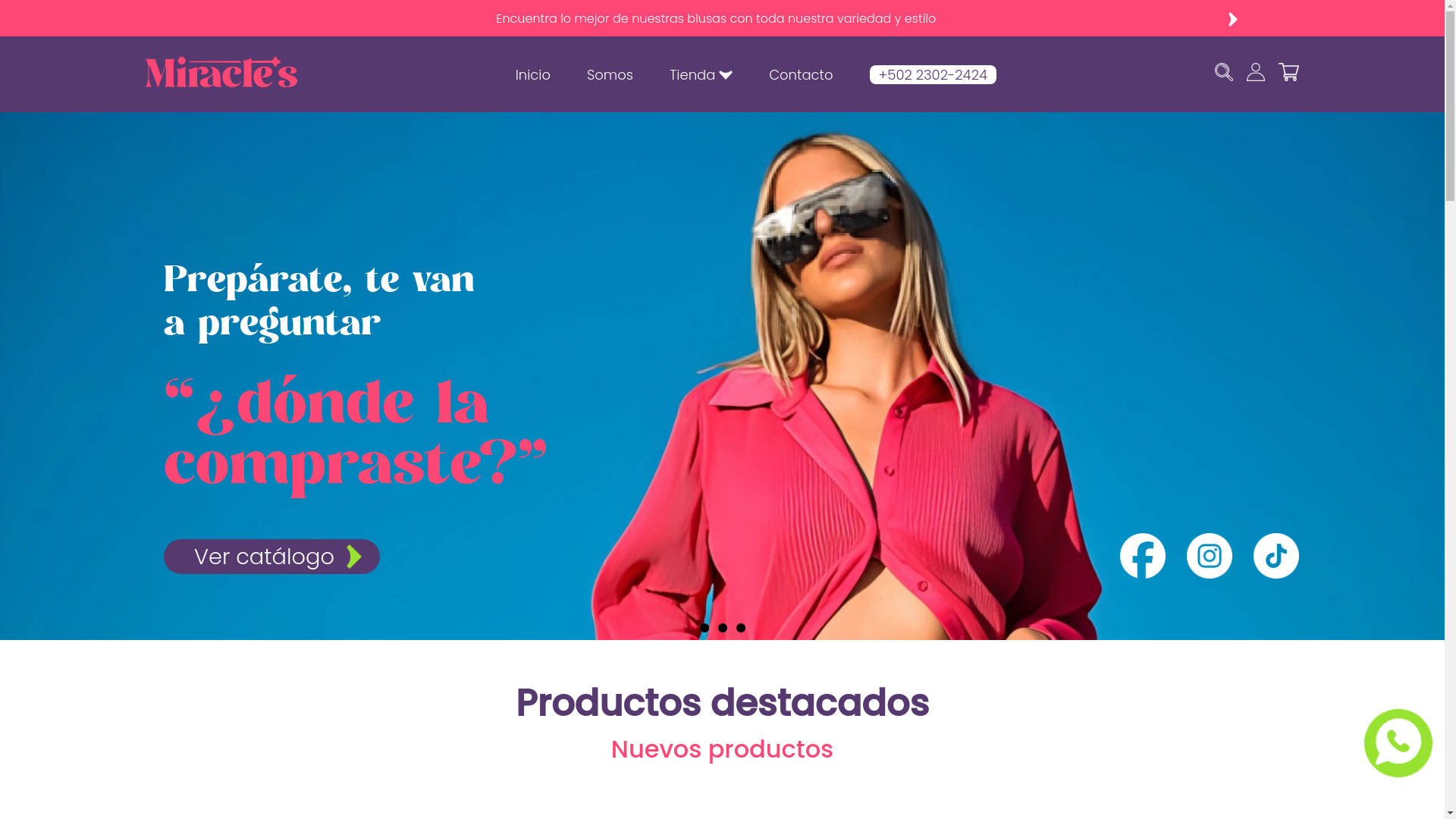 website screenshot of https://miracles.gt/