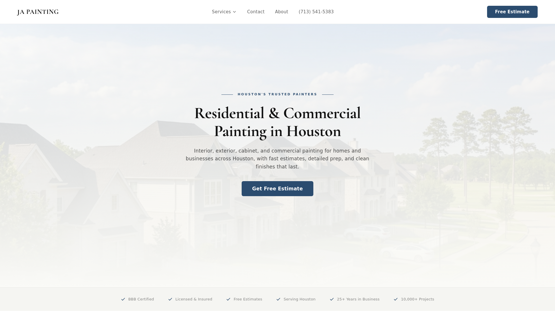 website screenshot of https://japaintinghouston.com