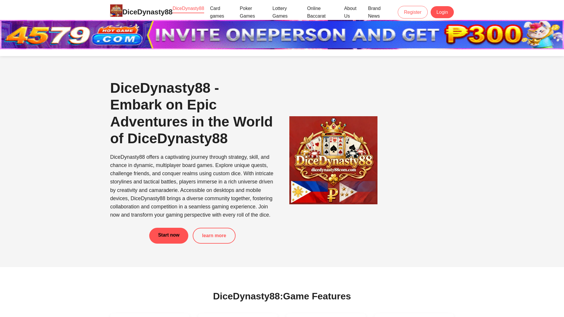 website screenshot of https://dicedynasty88com.com