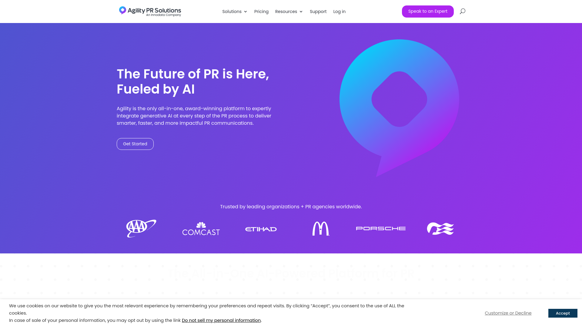 website screenshot of https://joinagilitypr.com/