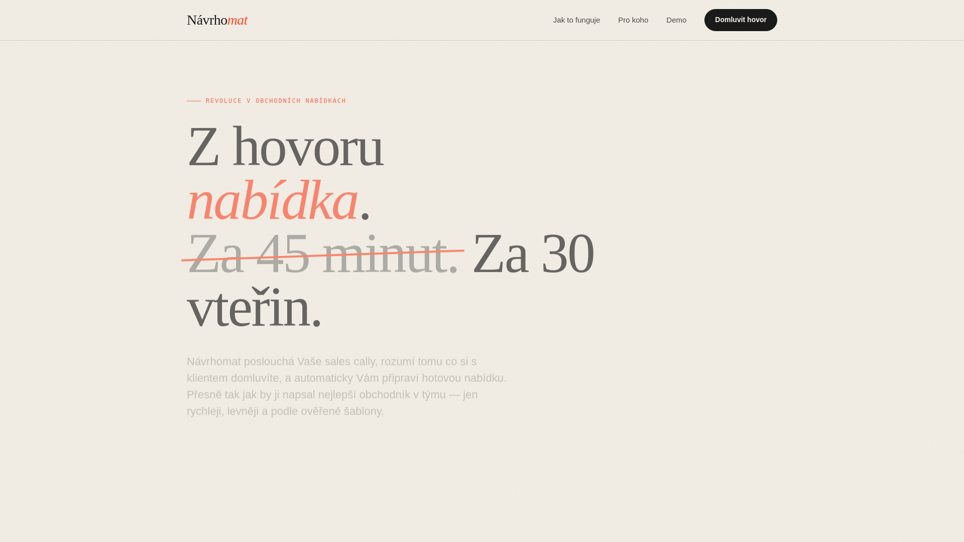 website screenshot of https://navrhomat.cz/