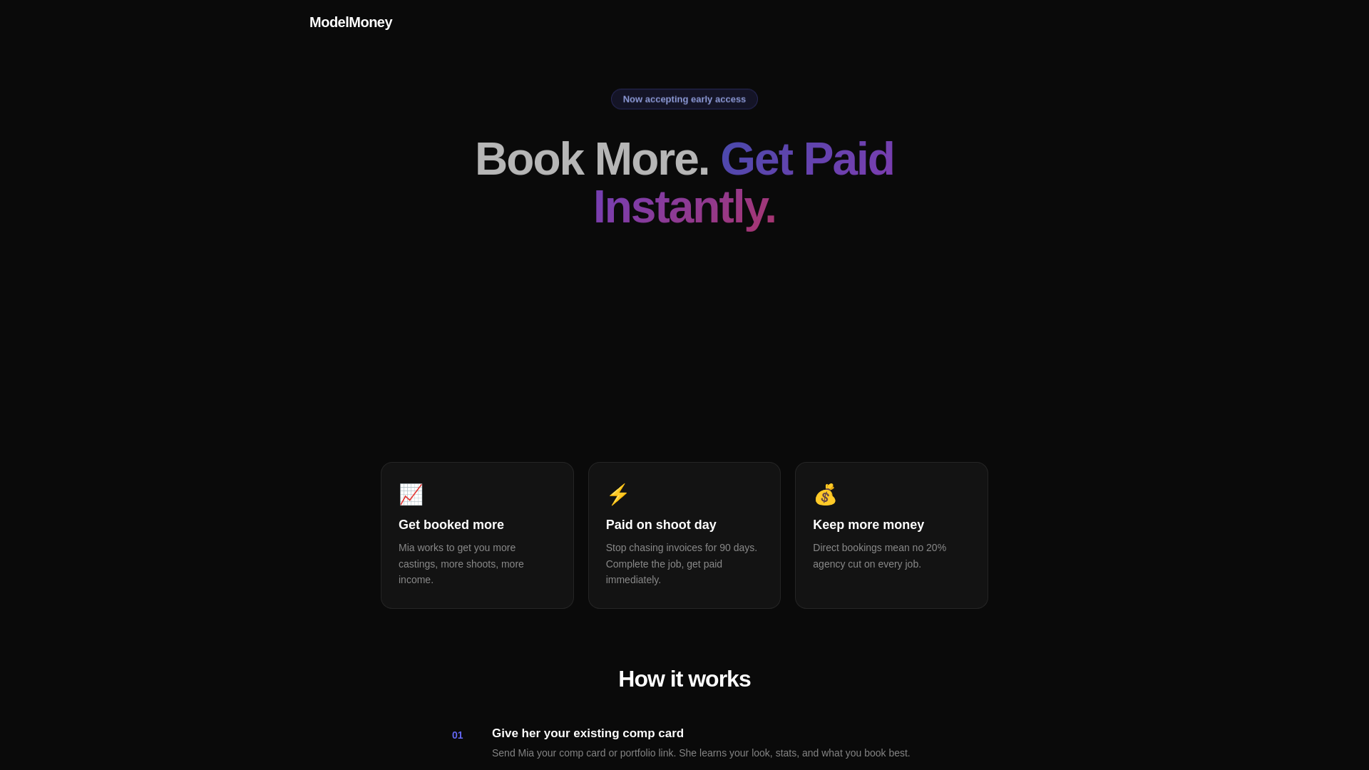 website screenshot of https://modelmoney.co/