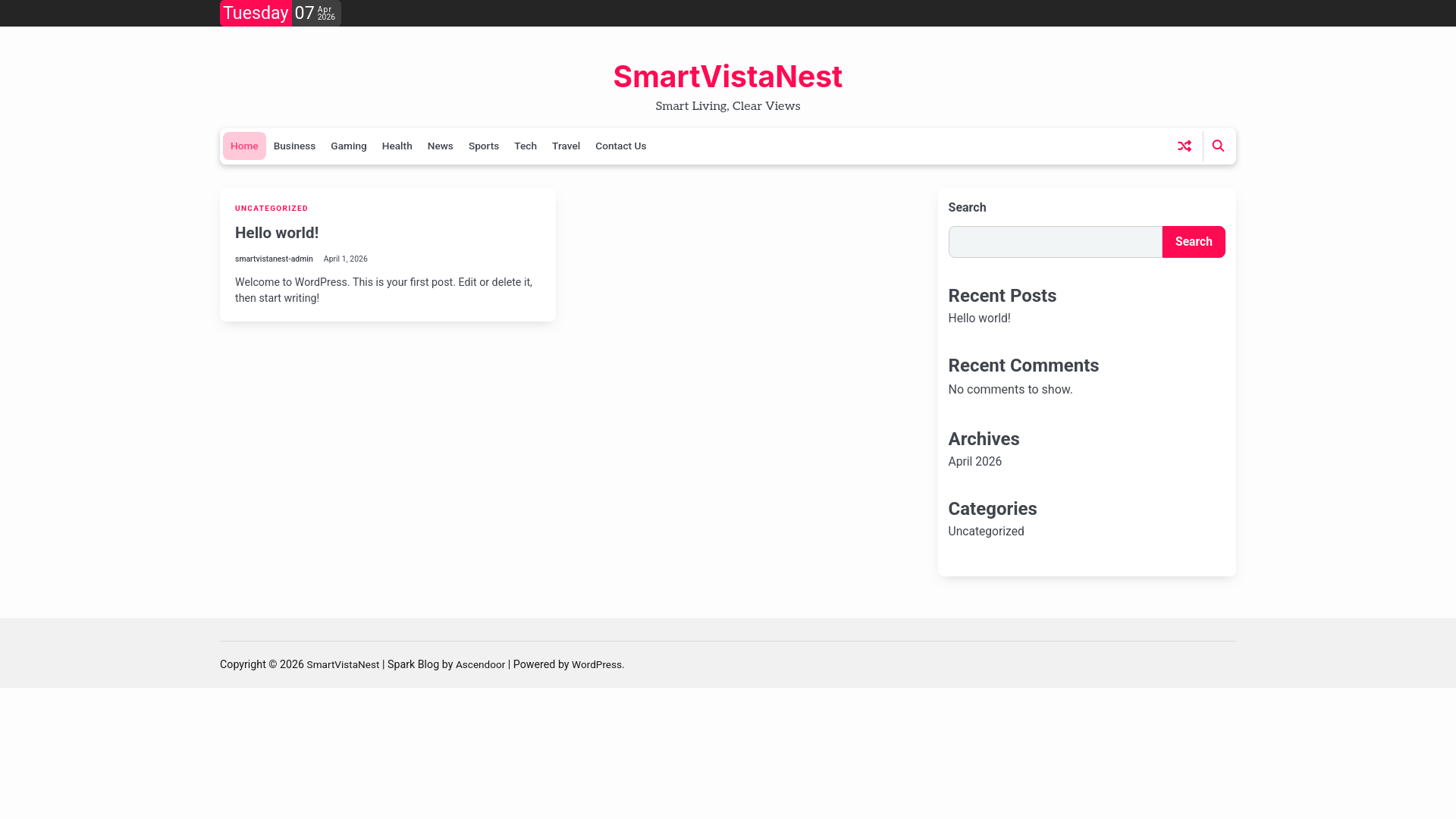 website screenshot of https://smartvistanest.com