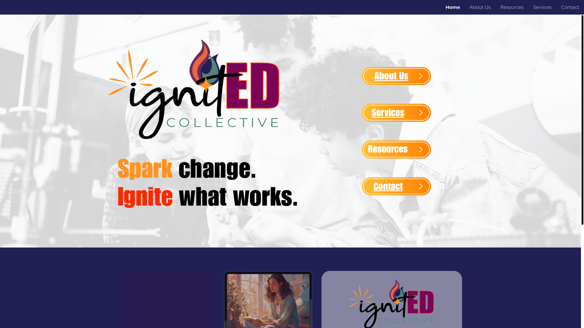 website screenshot of https://ignitedcollective.com/