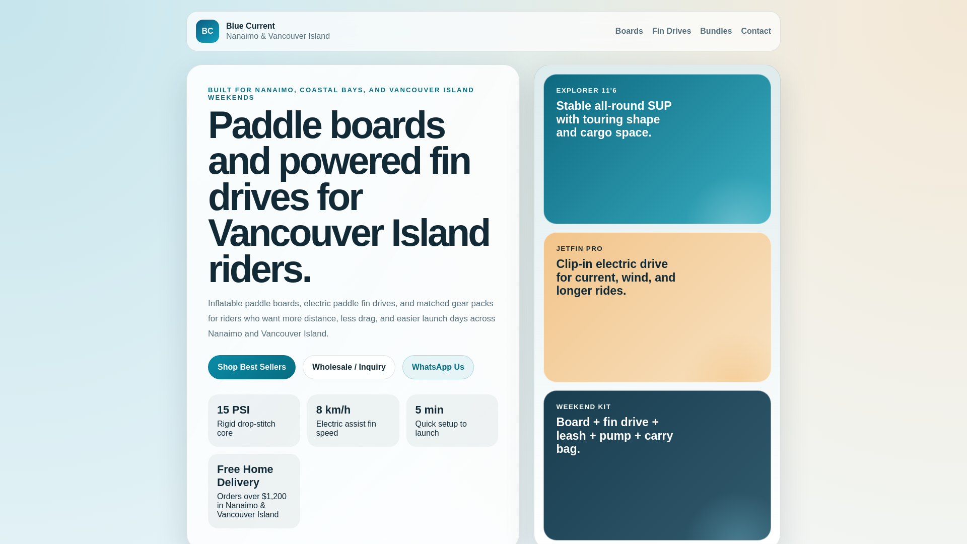 website screenshot of https://vancouverislandsup.pages.dev/