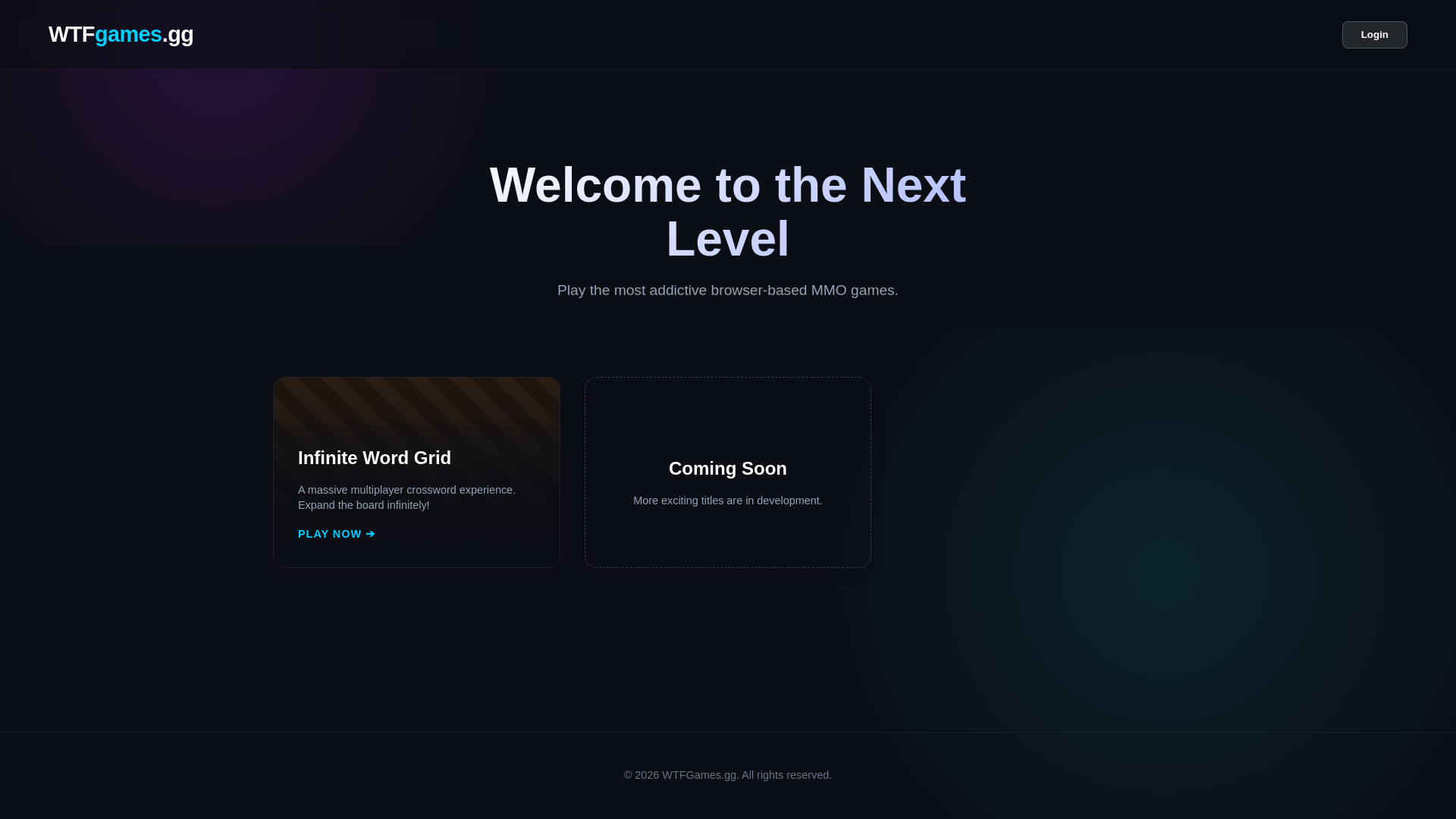 website screenshot of https://wtfgames.gg/