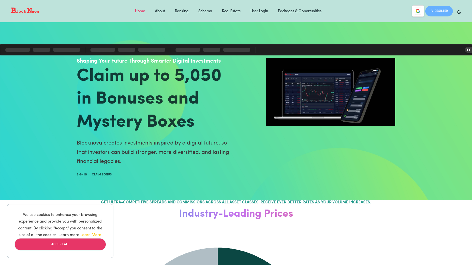 website screenshot of https://blocknova.website/