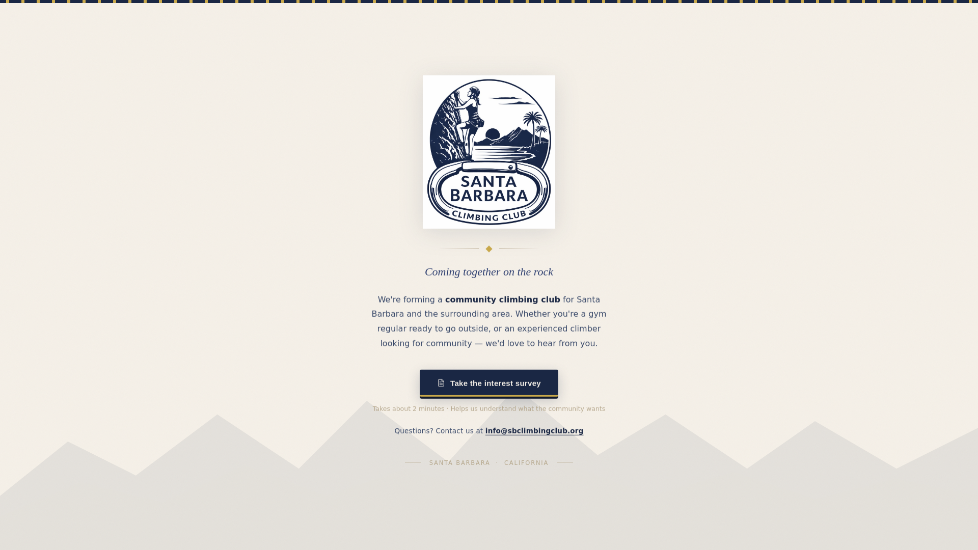 website screenshot of https://sbclimbingclub.org/