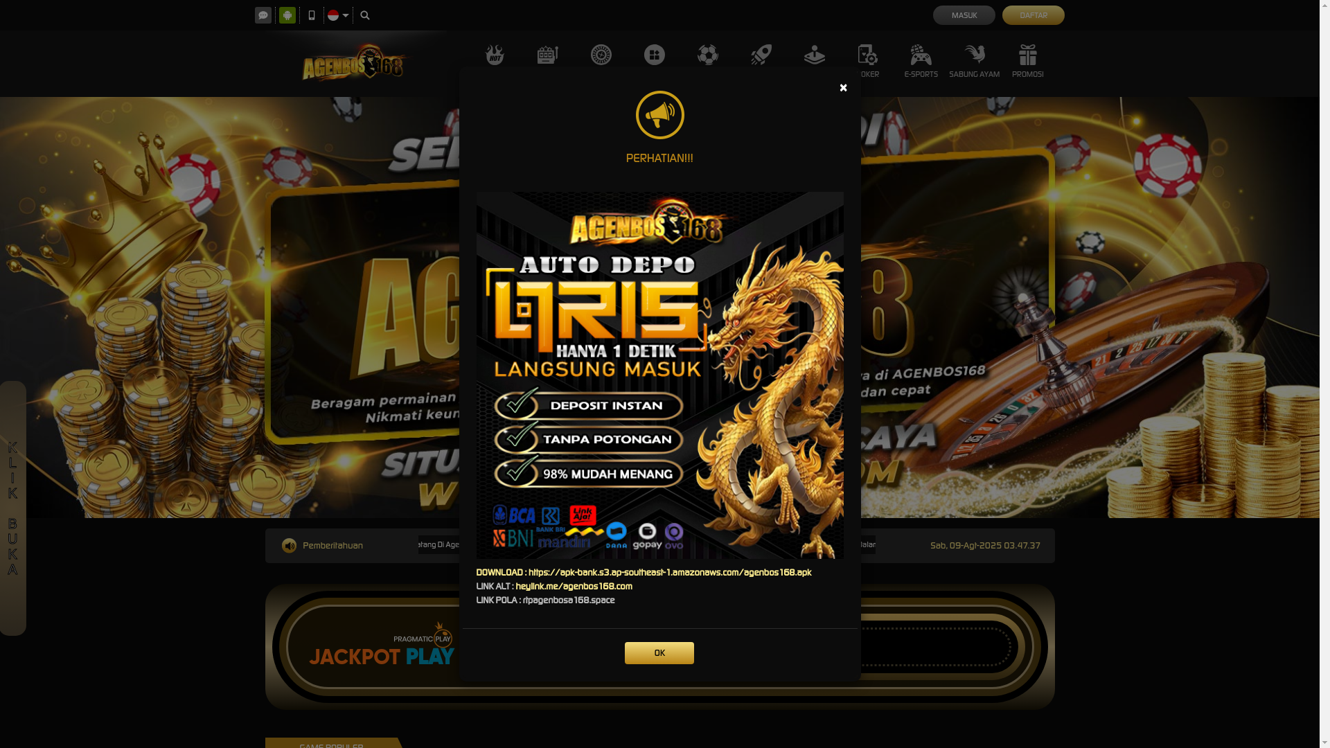 website screenshot of https://agenbos168x.site/