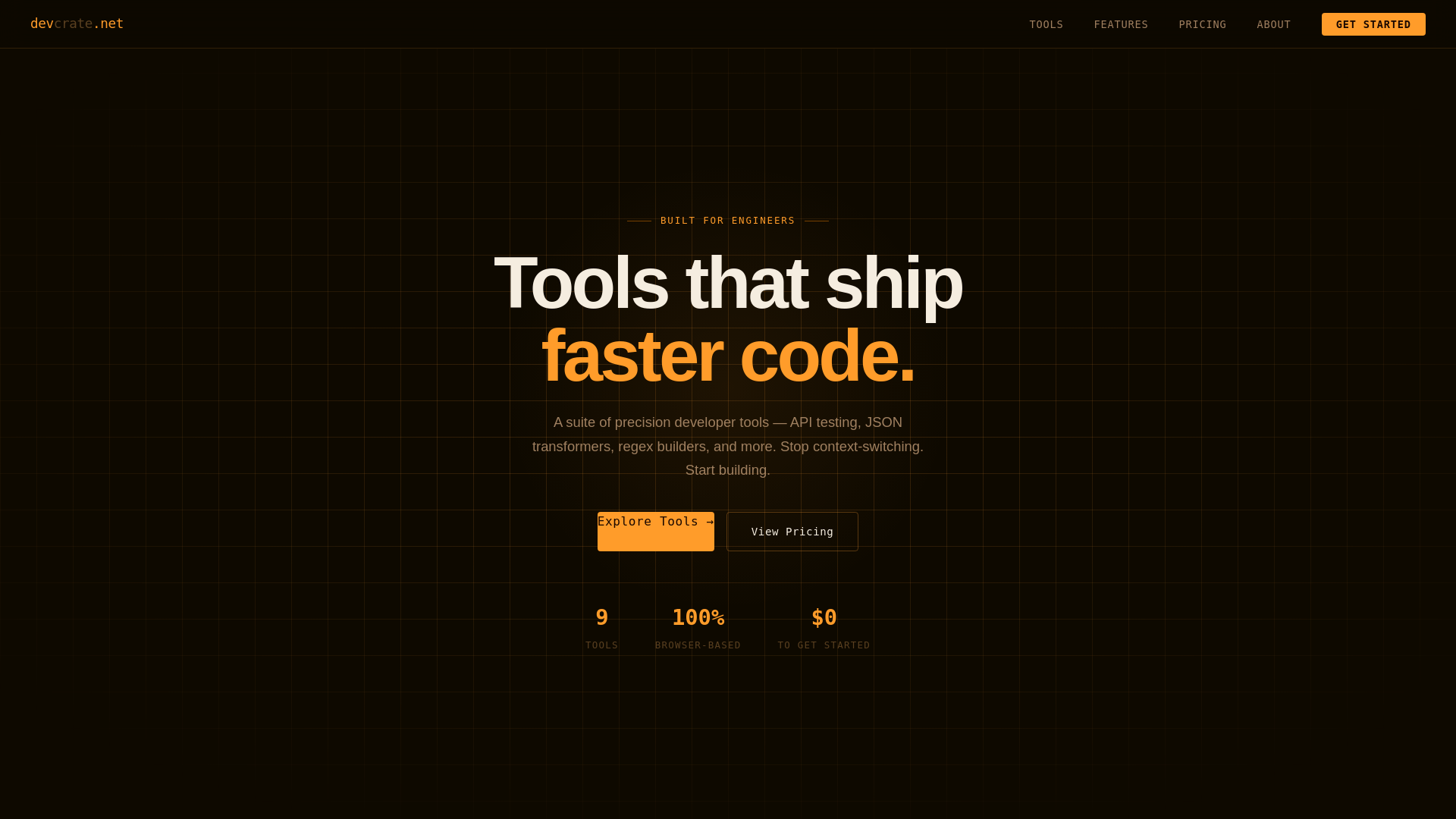website screenshot of https://devcrate.pages.dev/