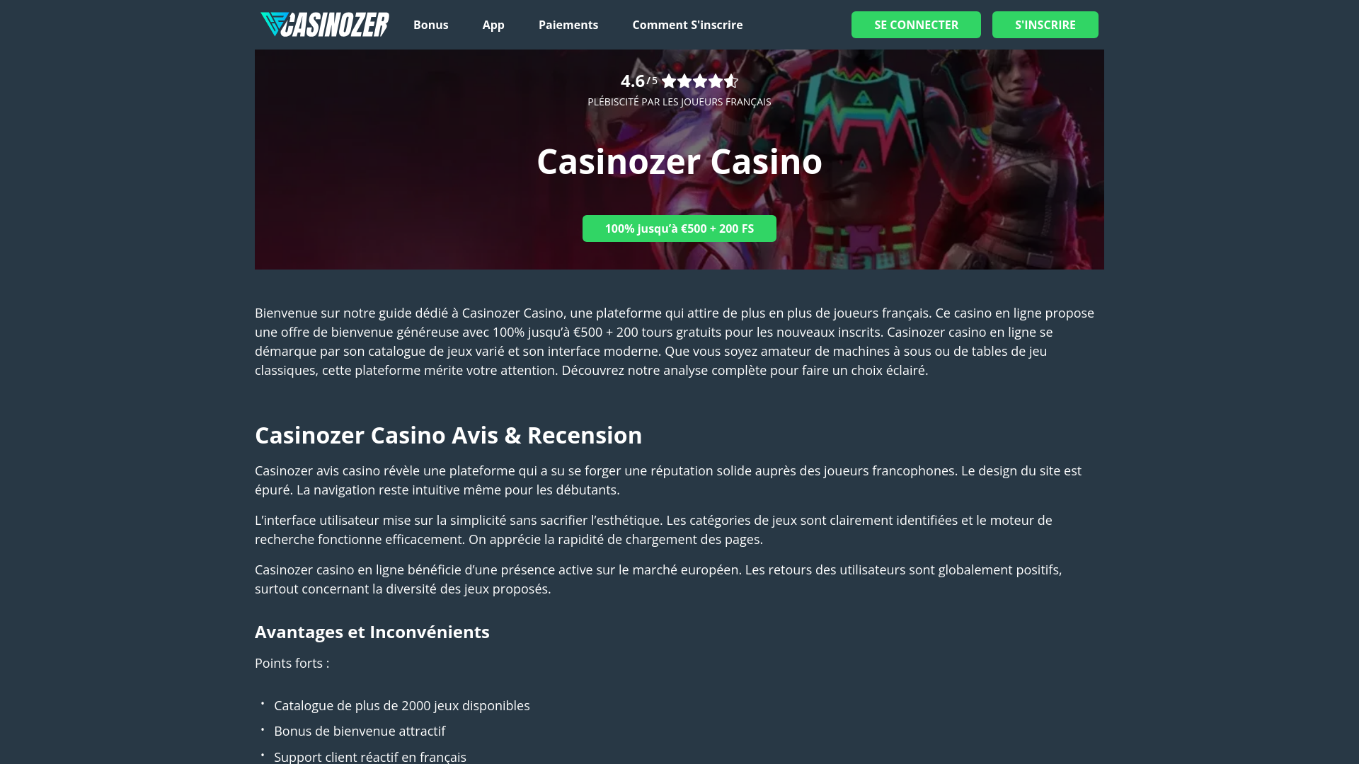 website screenshot of https://casiinozer-fr.pages.dev/