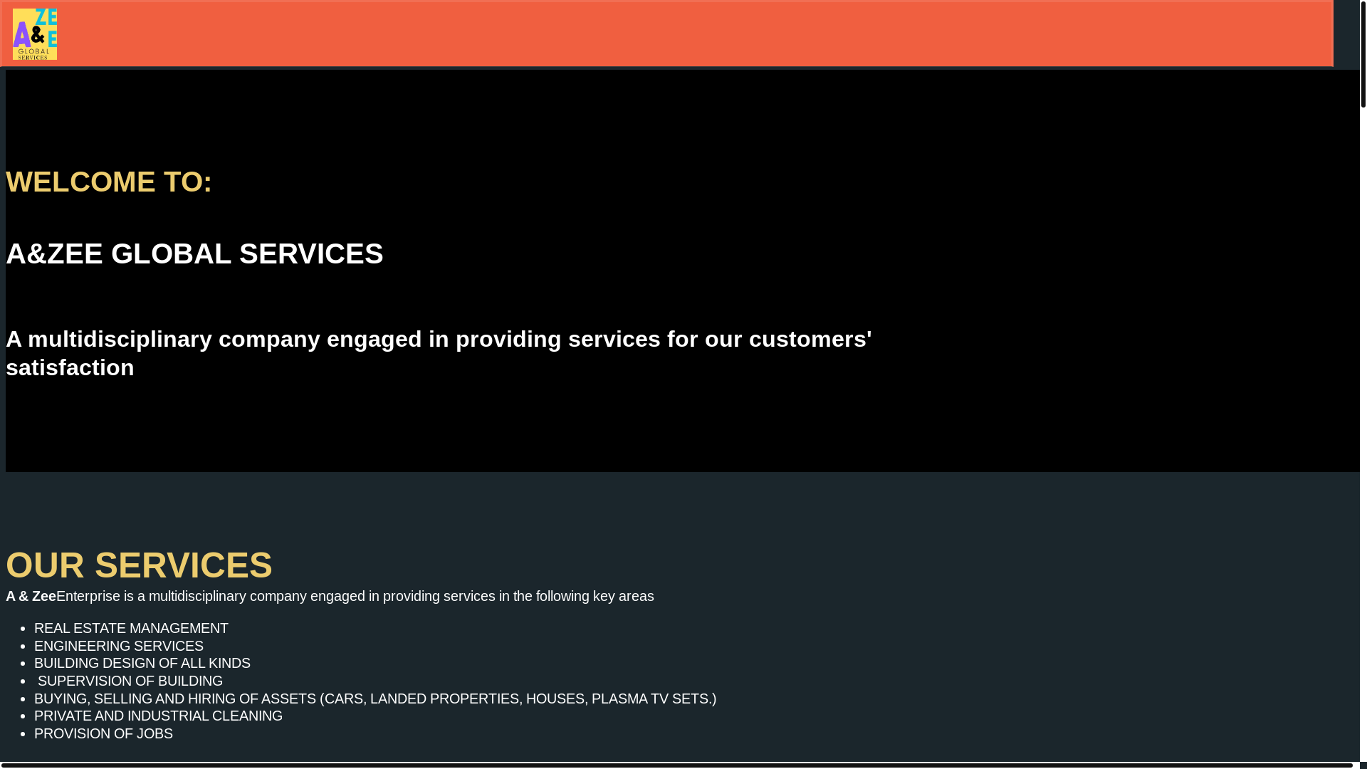 website screenshot of https://aandzeeglobalservices.com/