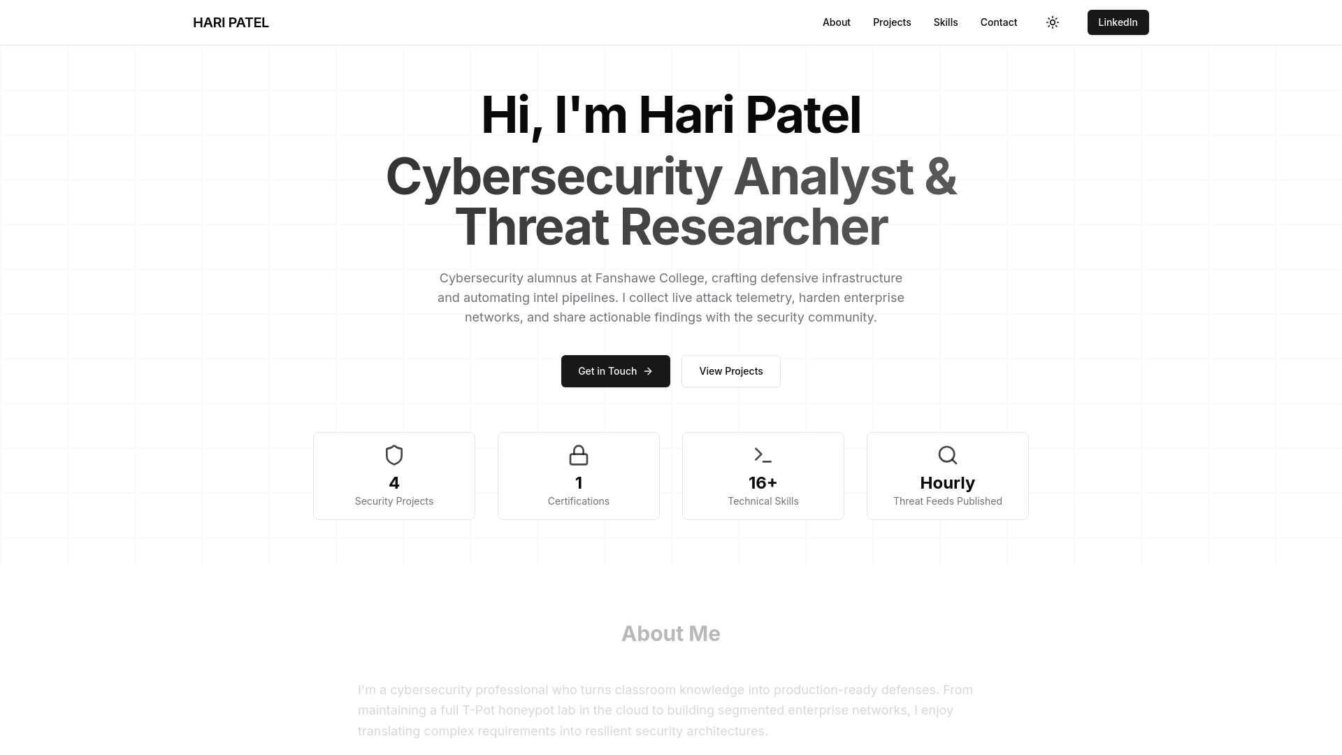 website screenshot of https://patelhari.com