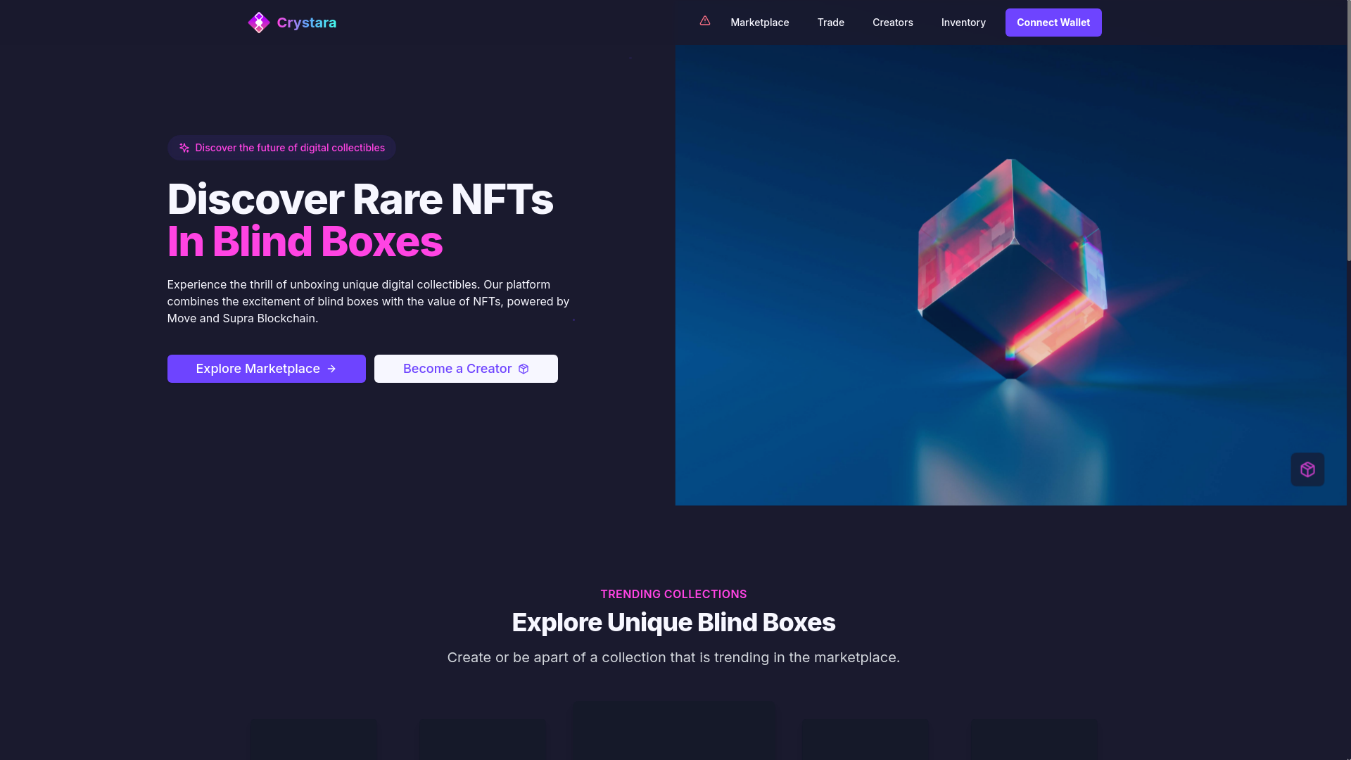 website screenshot of https://crystara-testnet.pages.dev/