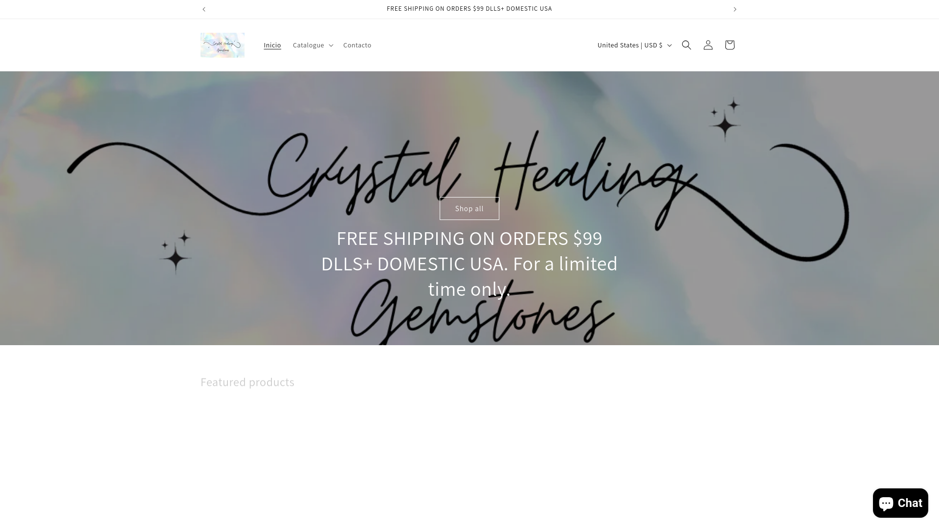website screenshot of https://crystalshealinggemstones.com/