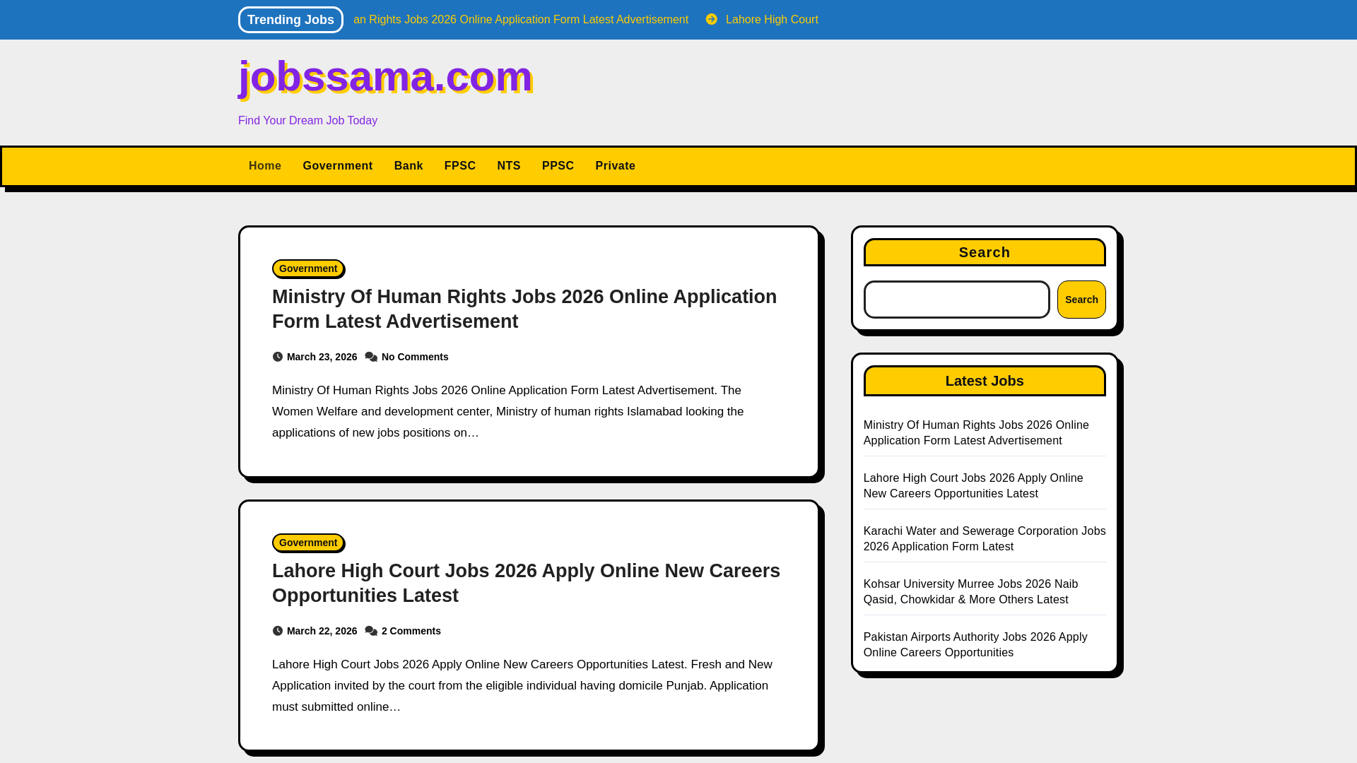 website screenshot of https://jobssama.com/