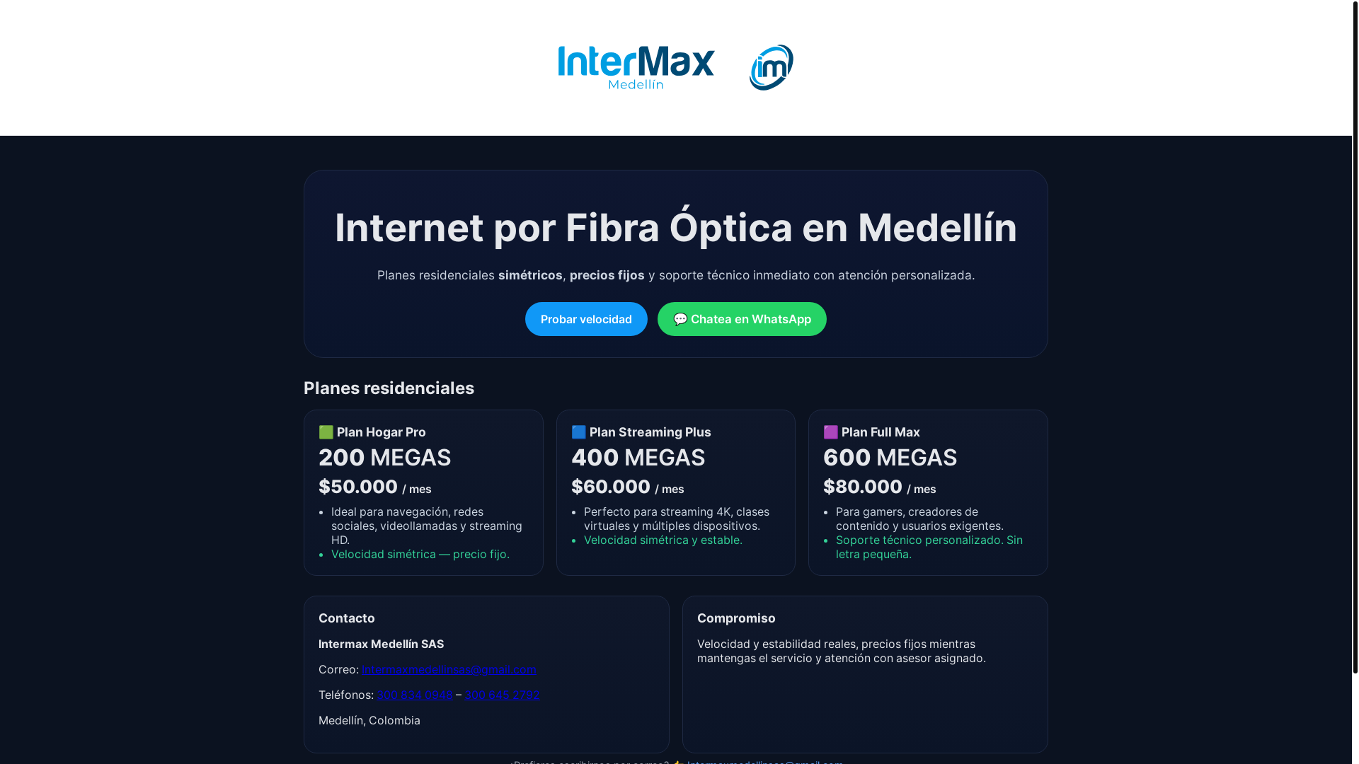 website screenshot of https://intermaxmedellinsas.com/