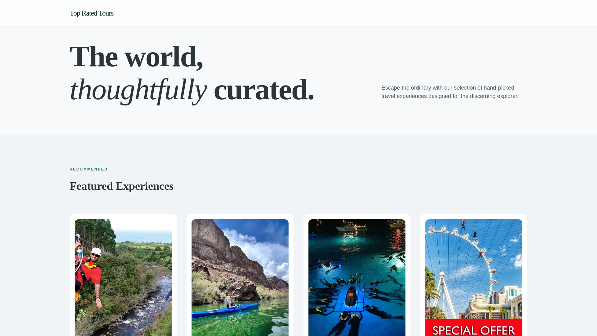 website screenshot of https://topratedtours.net
