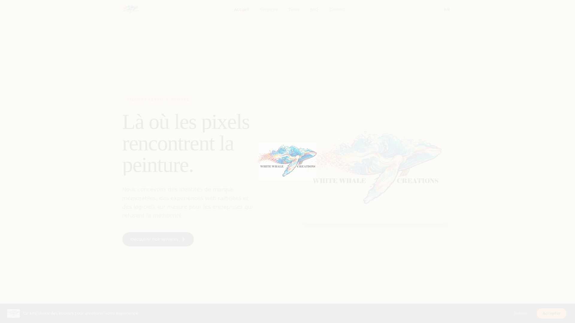 website screenshot of https://whitewhalecreations.fr